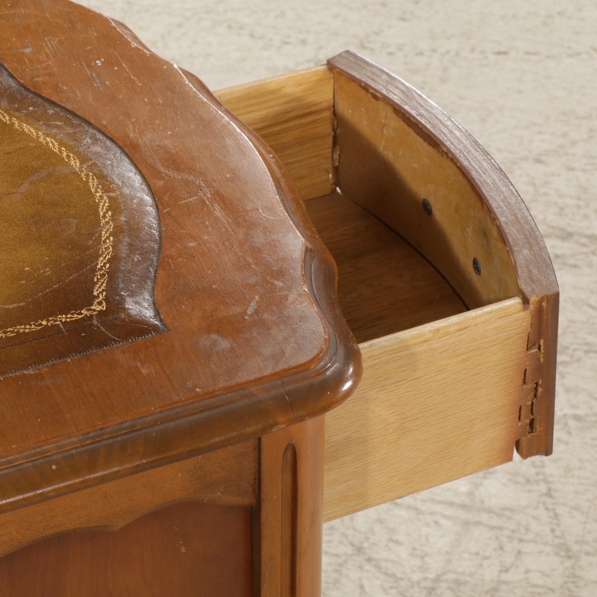 Bassett Furniture French Provincial Style Walnut Desk with Leather Inserts