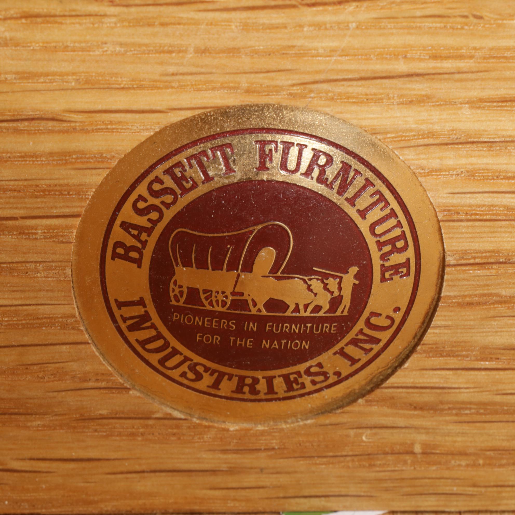 Bassett Furniture French Provincial Style Walnut Desk with Leather Inserts