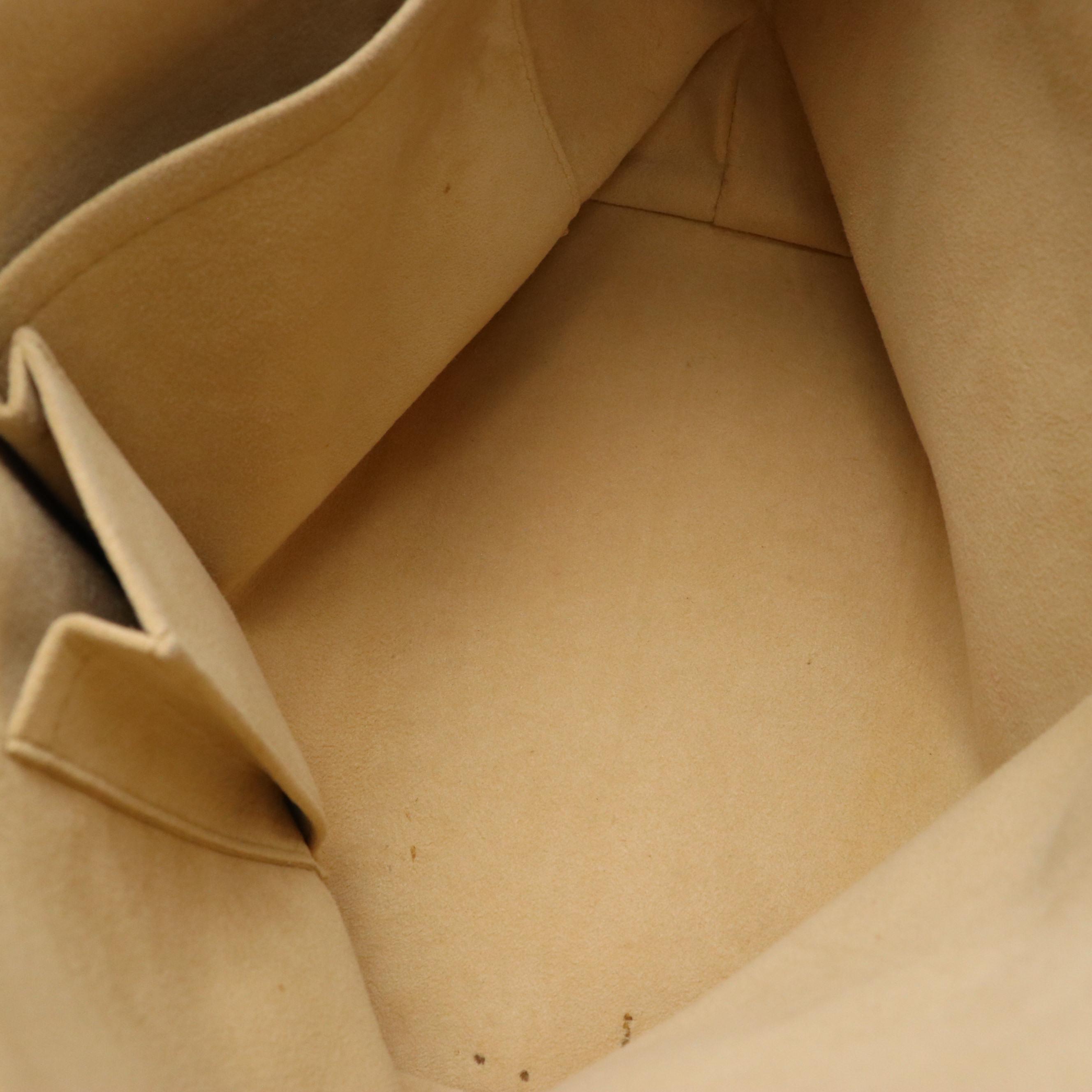 Louis Vuitton Saleya PM Shoulder Bag in Damier Azur Canvas and Brown Leather