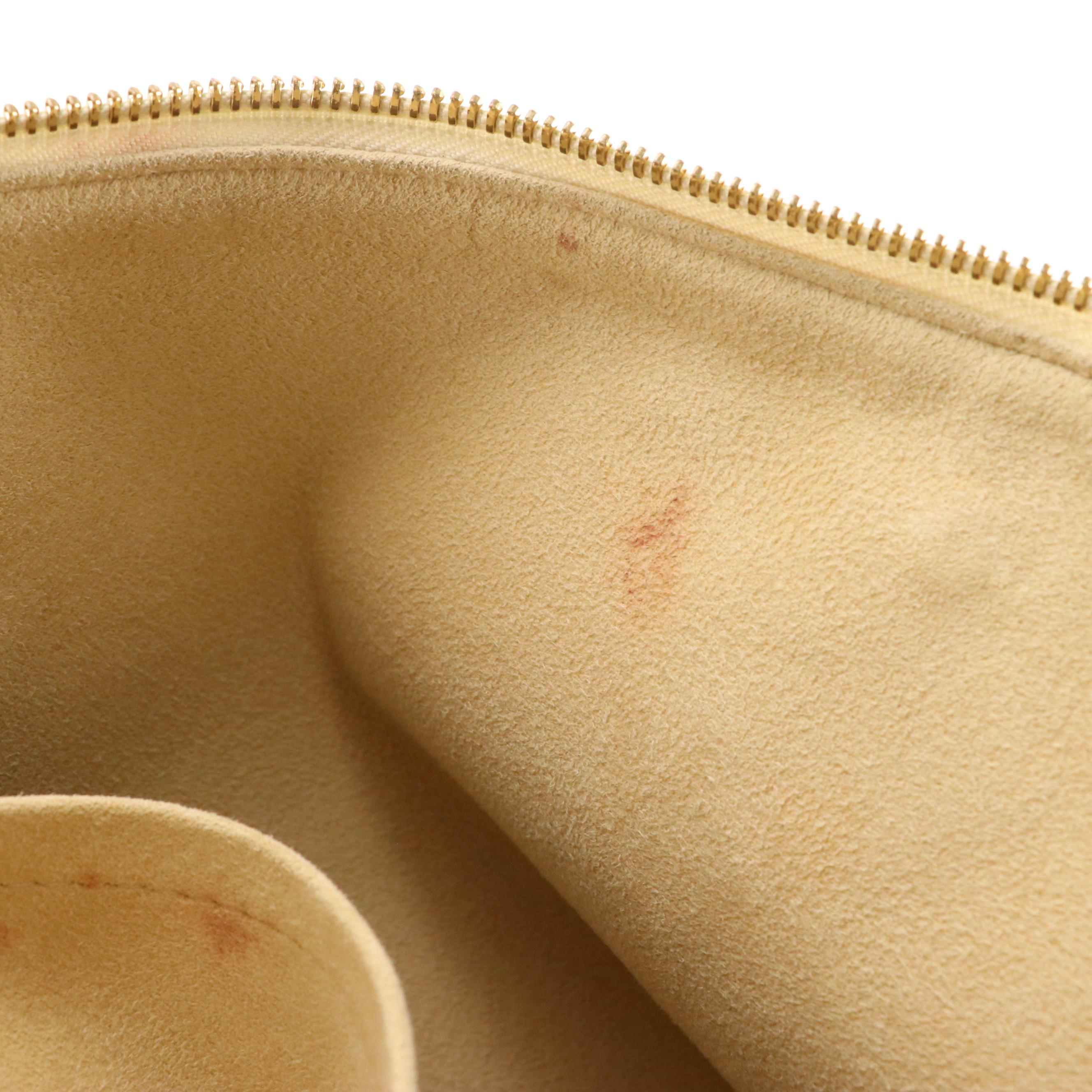 Louis Vuitton Saleya PM Shoulder Bag in Damier Azur Canvas and Brown Leather