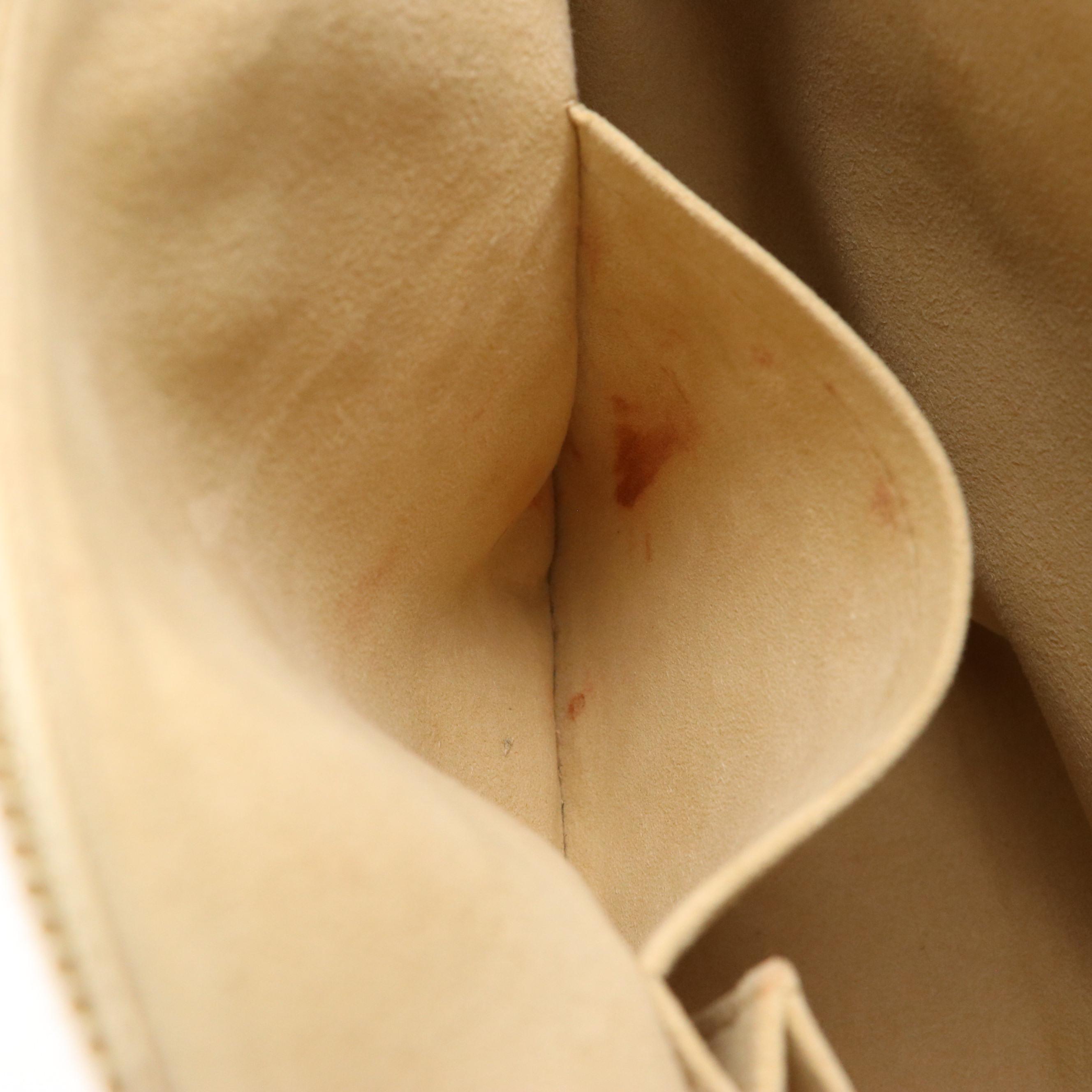 Louis Vuitton Saleya PM Shoulder Bag in Damier Azur Canvas and Brown Leather