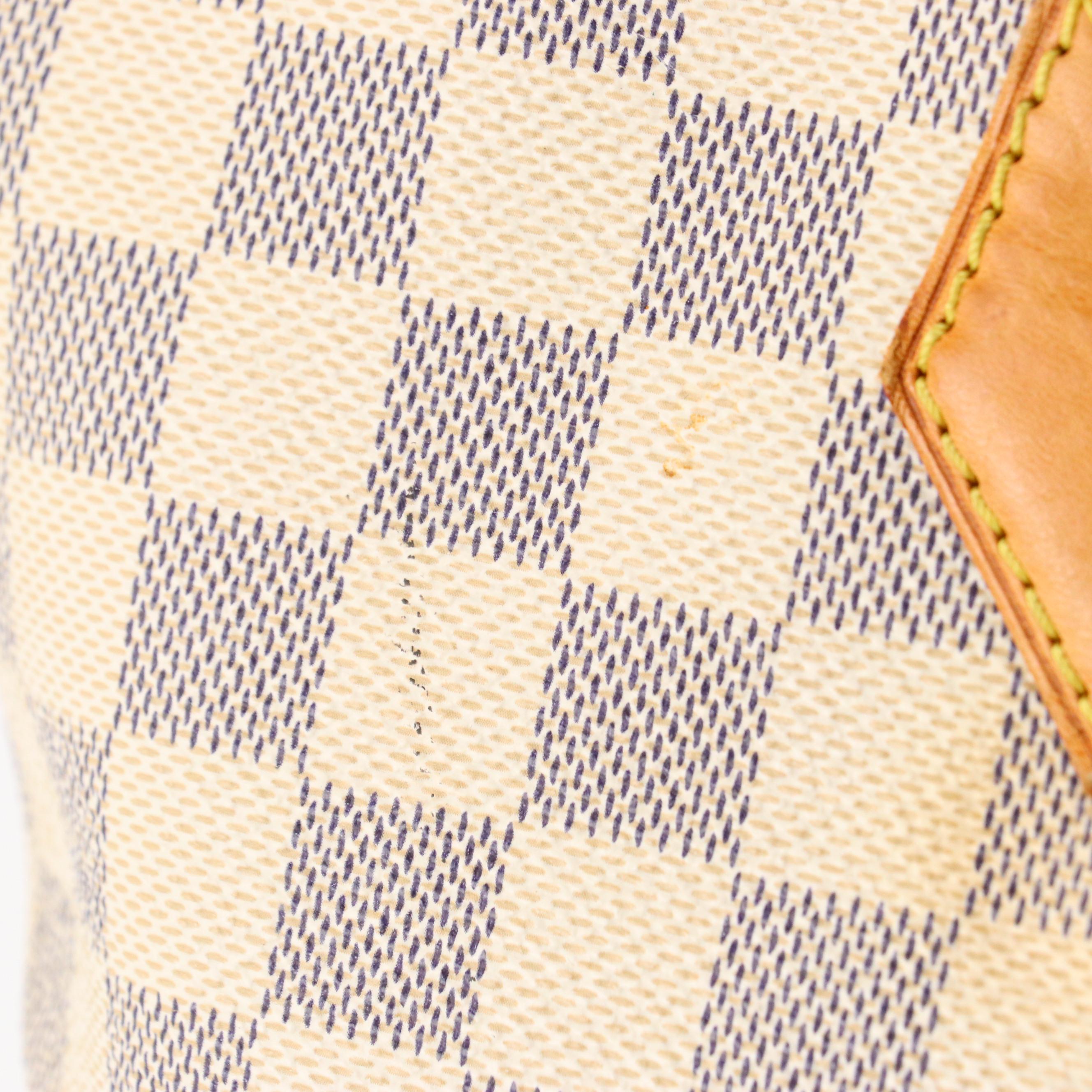 Louis Vuitton Saleya PM Shoulder Bag in Damier Azur Canvas and Brown Leather