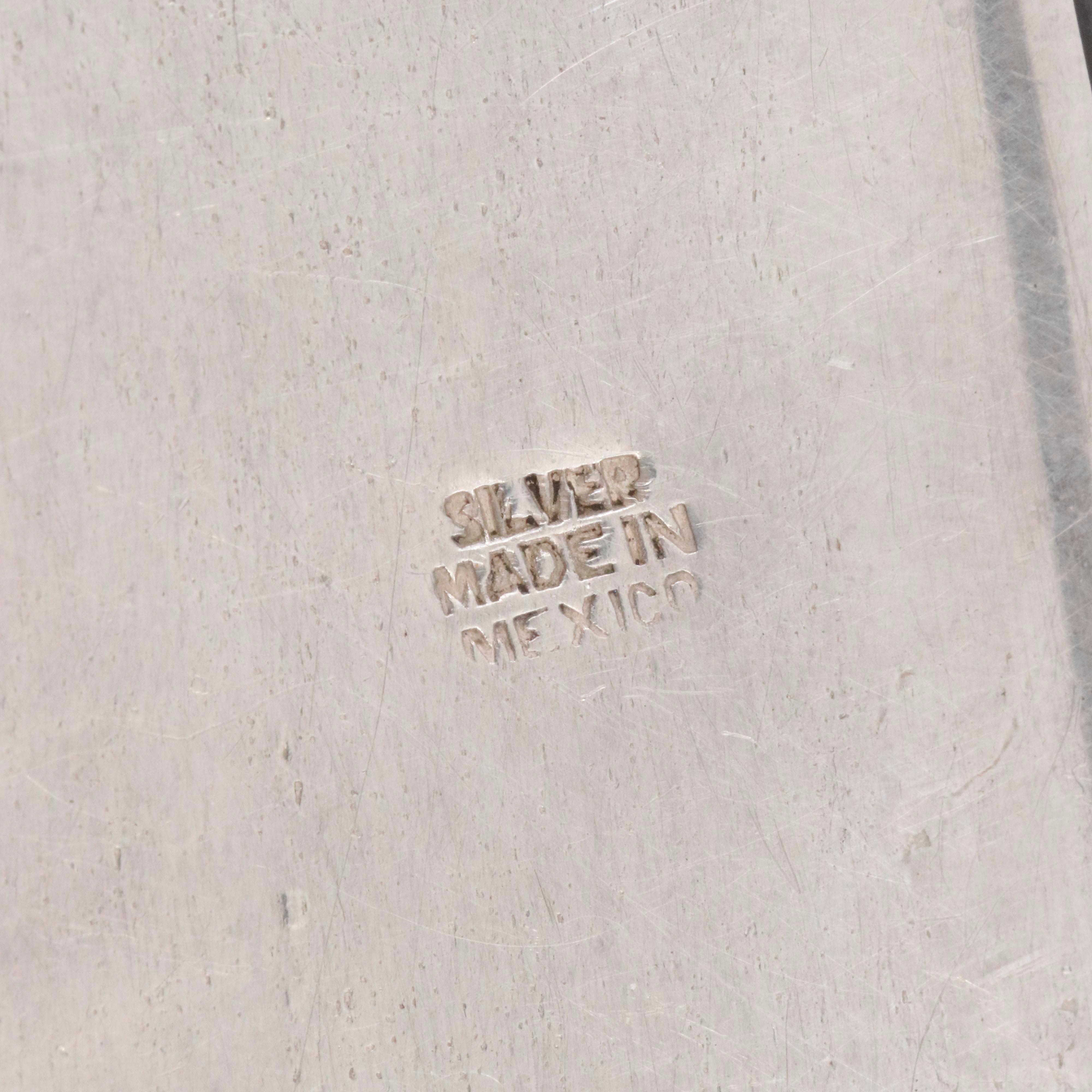 Mexican Sterling Calcite Carved Brooch