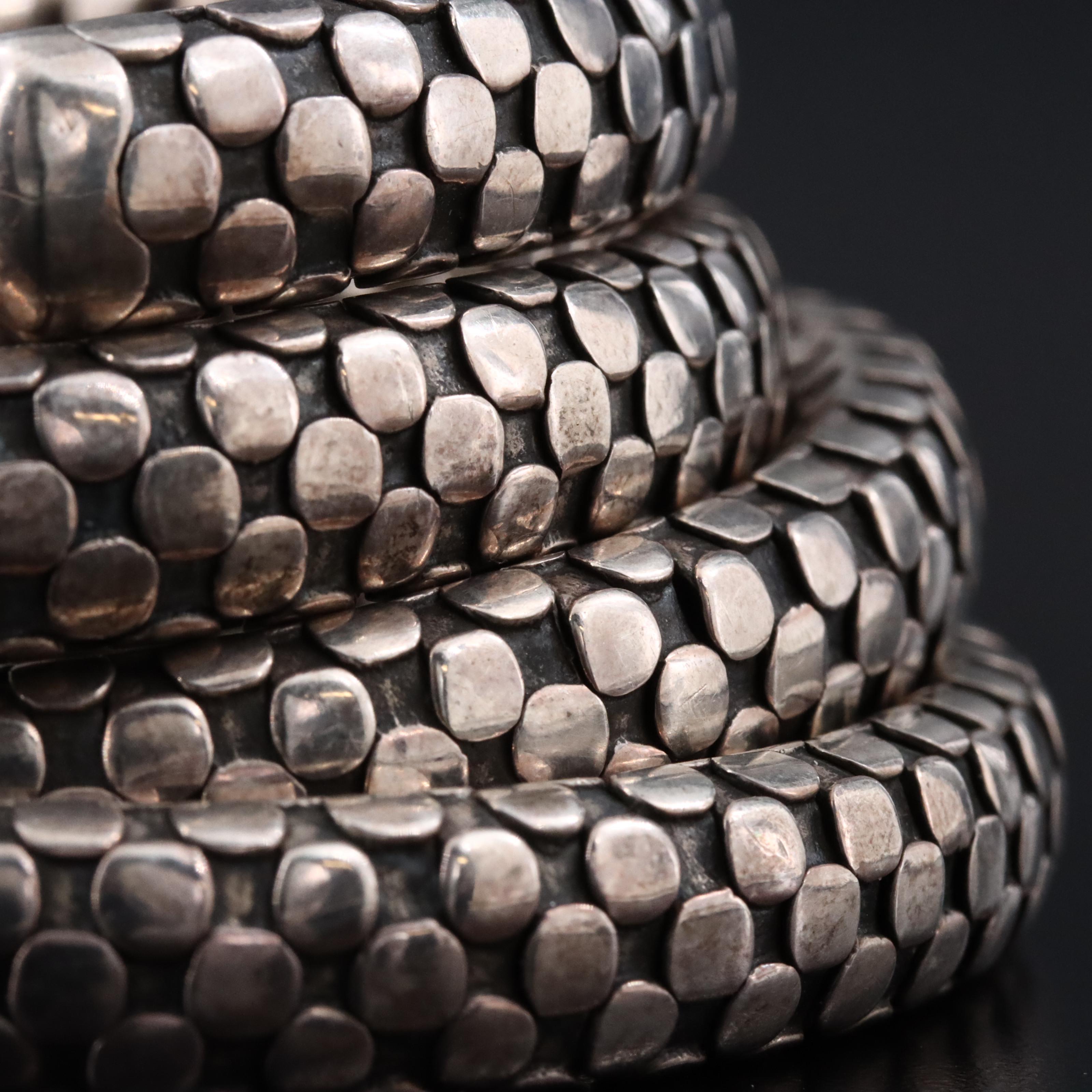 John Hardy Dot Sterling Three Coil Flex Wrap Bracelet