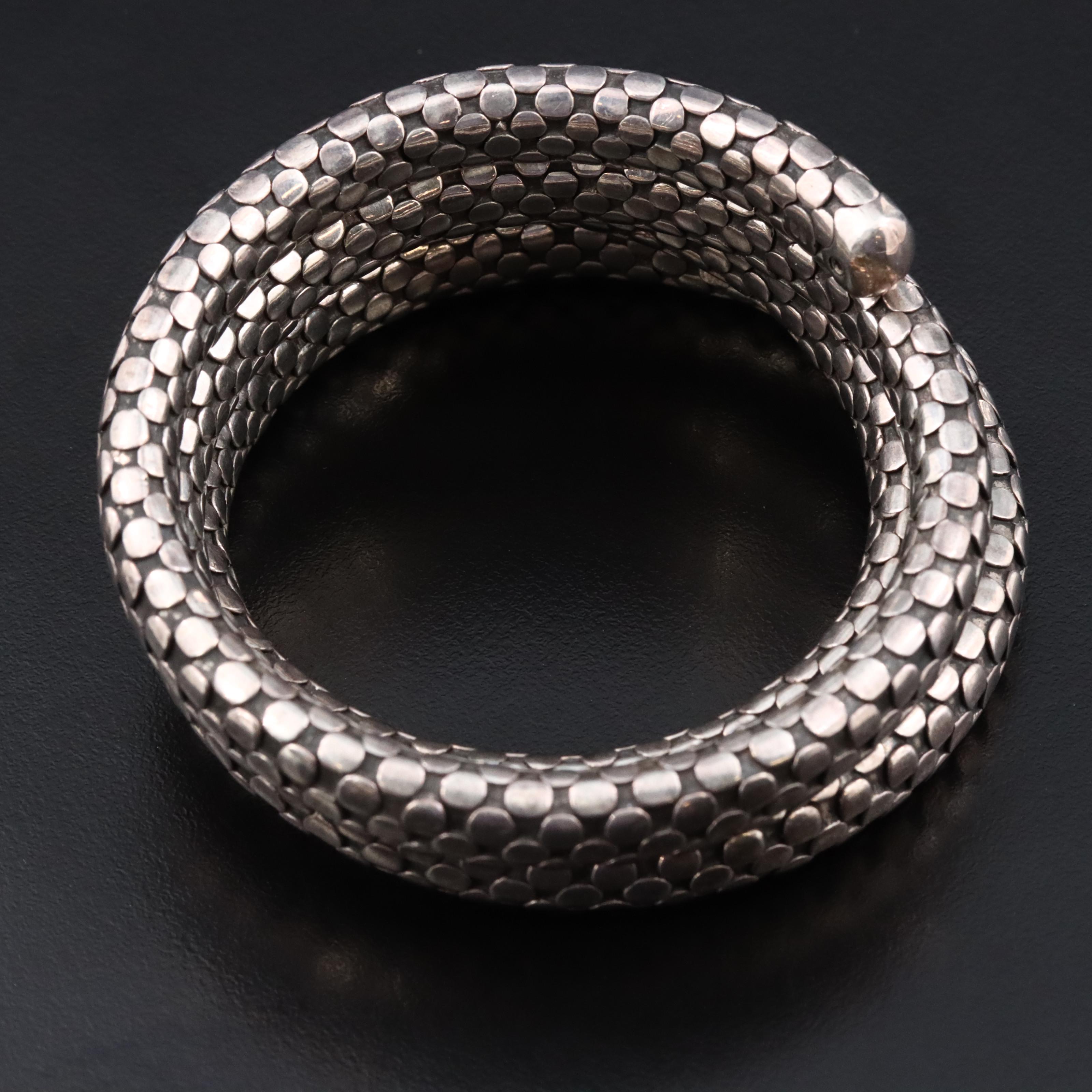 John Hardy Dot Sterling Three Coil Flex Wrap Bracelet