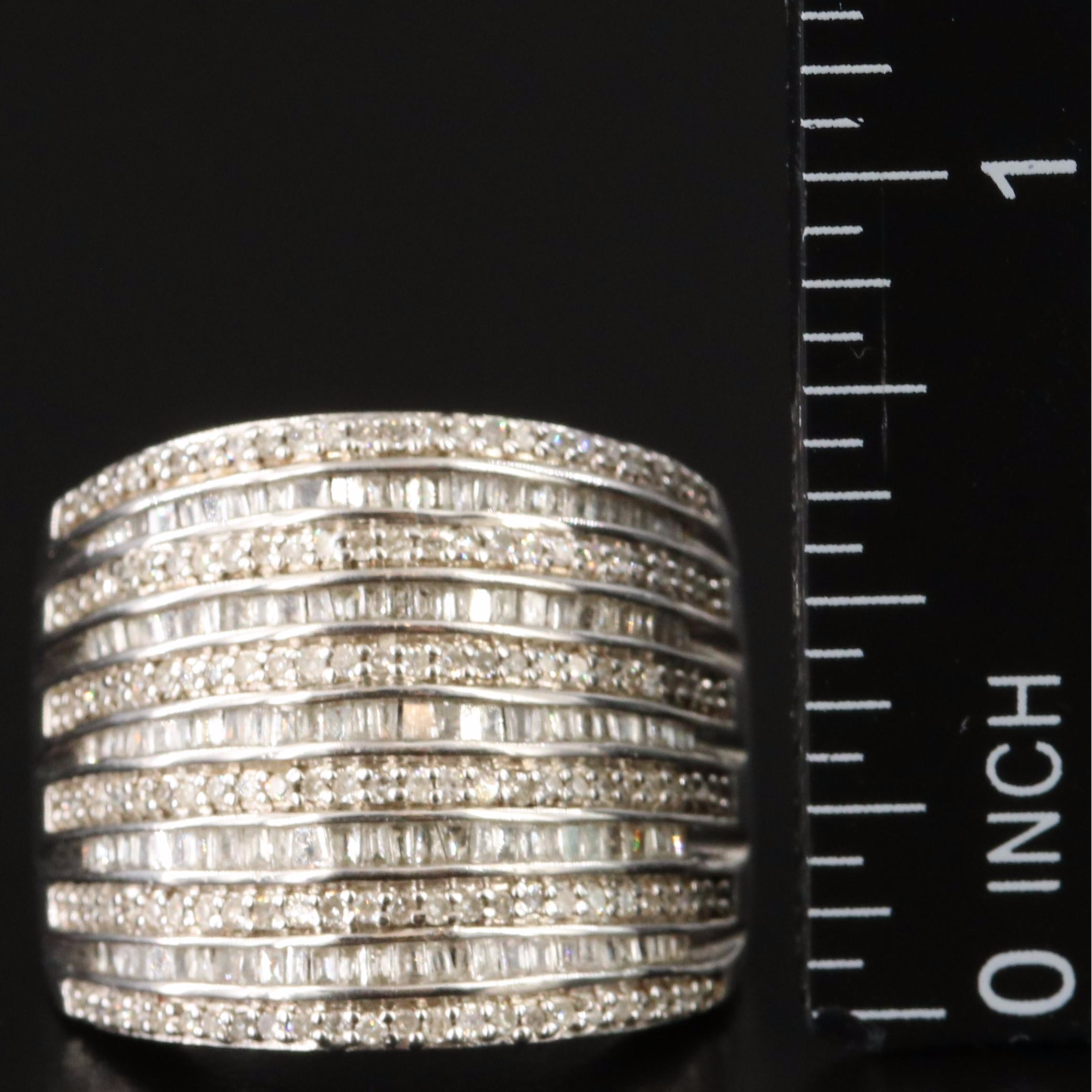 Sterling Diamond Tapered Ring
