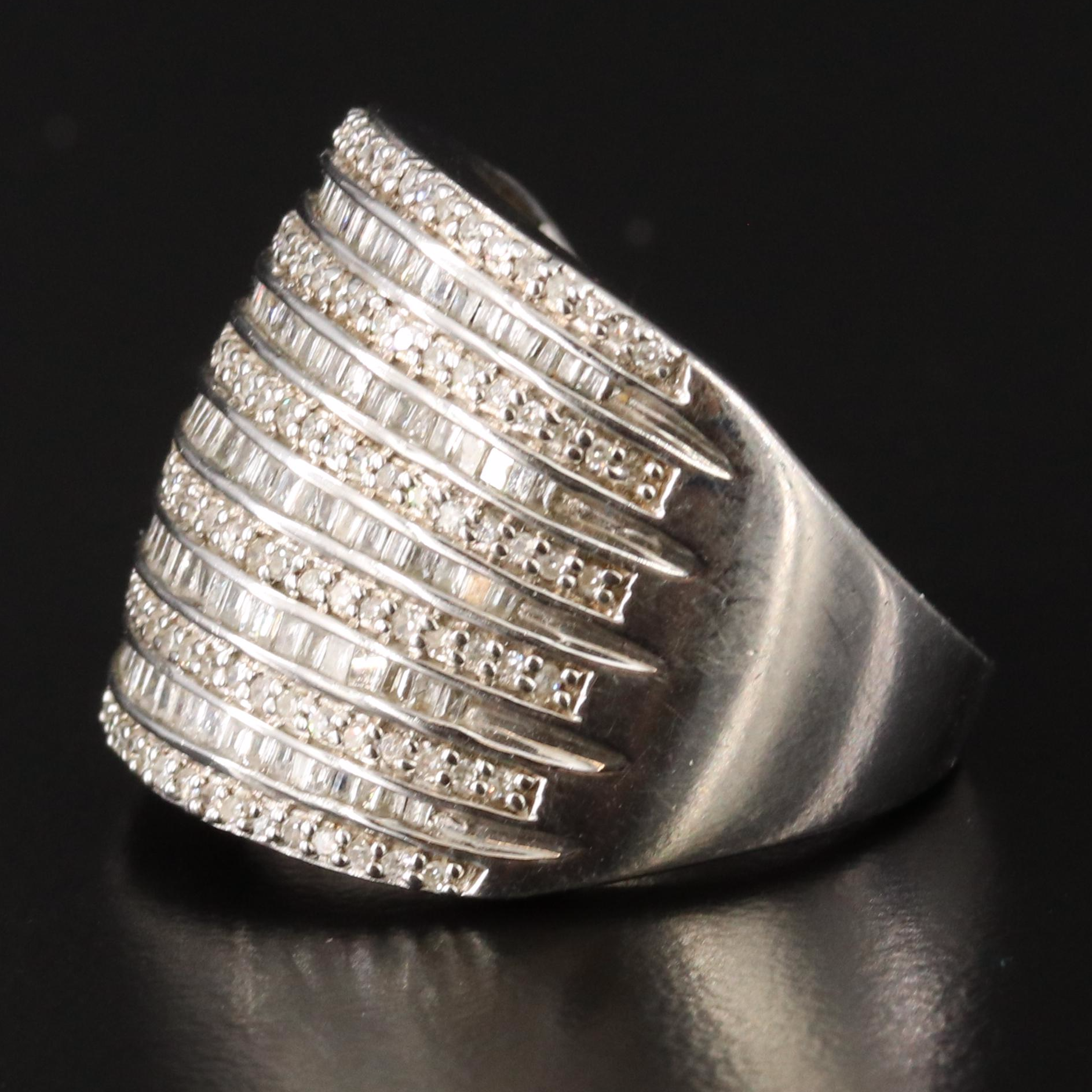 Sterling Diamond Tapered Ring