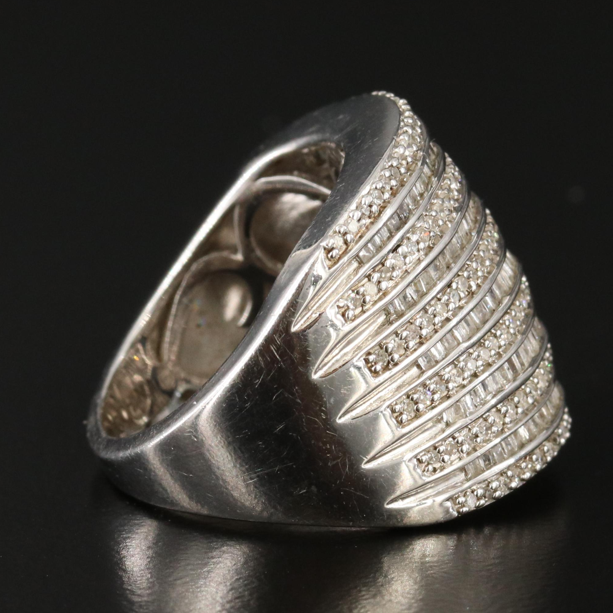 Sterling Diamond Tapered Ring