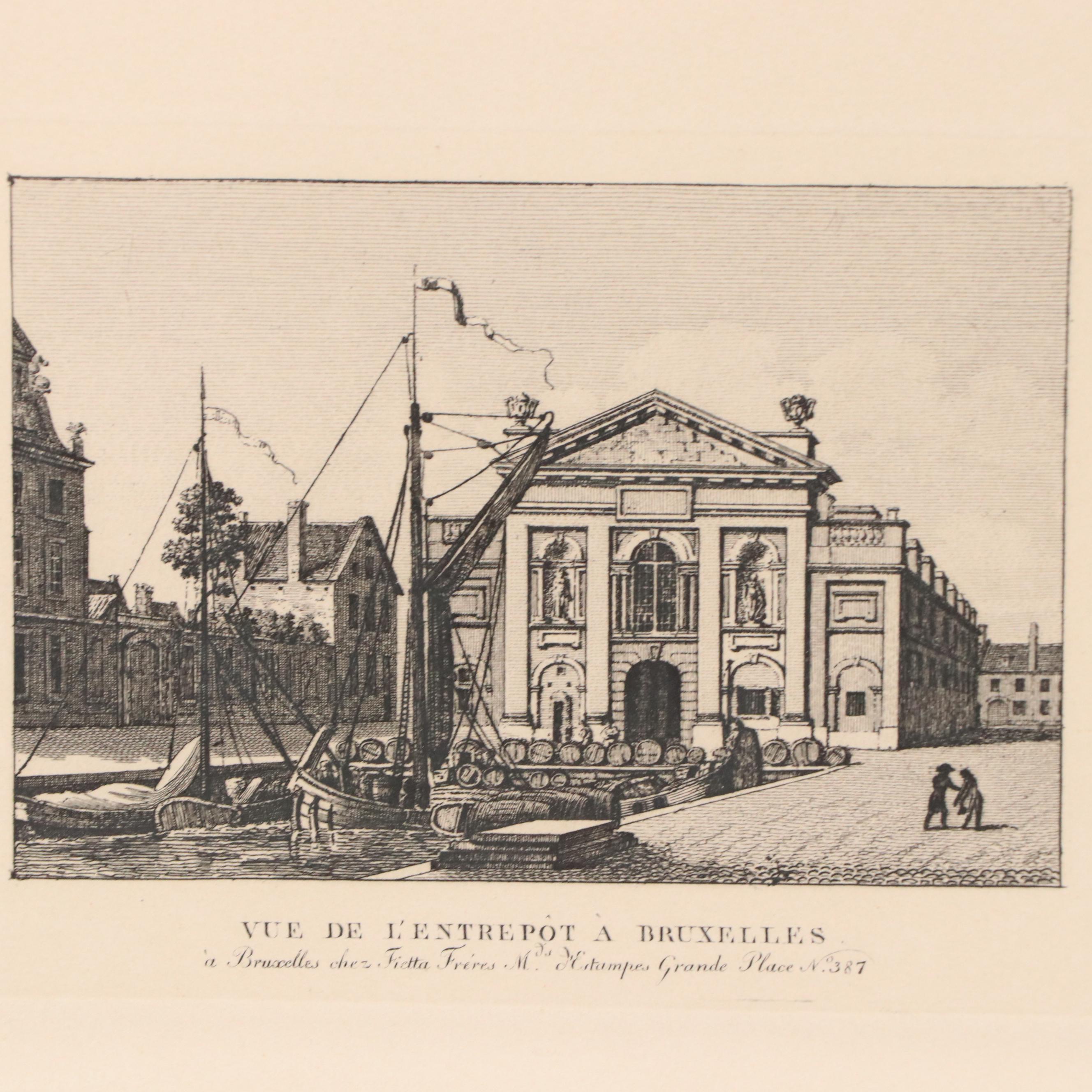 Engravings of Landmarks in Brussels, Belgium, Late 19th / 20th Century