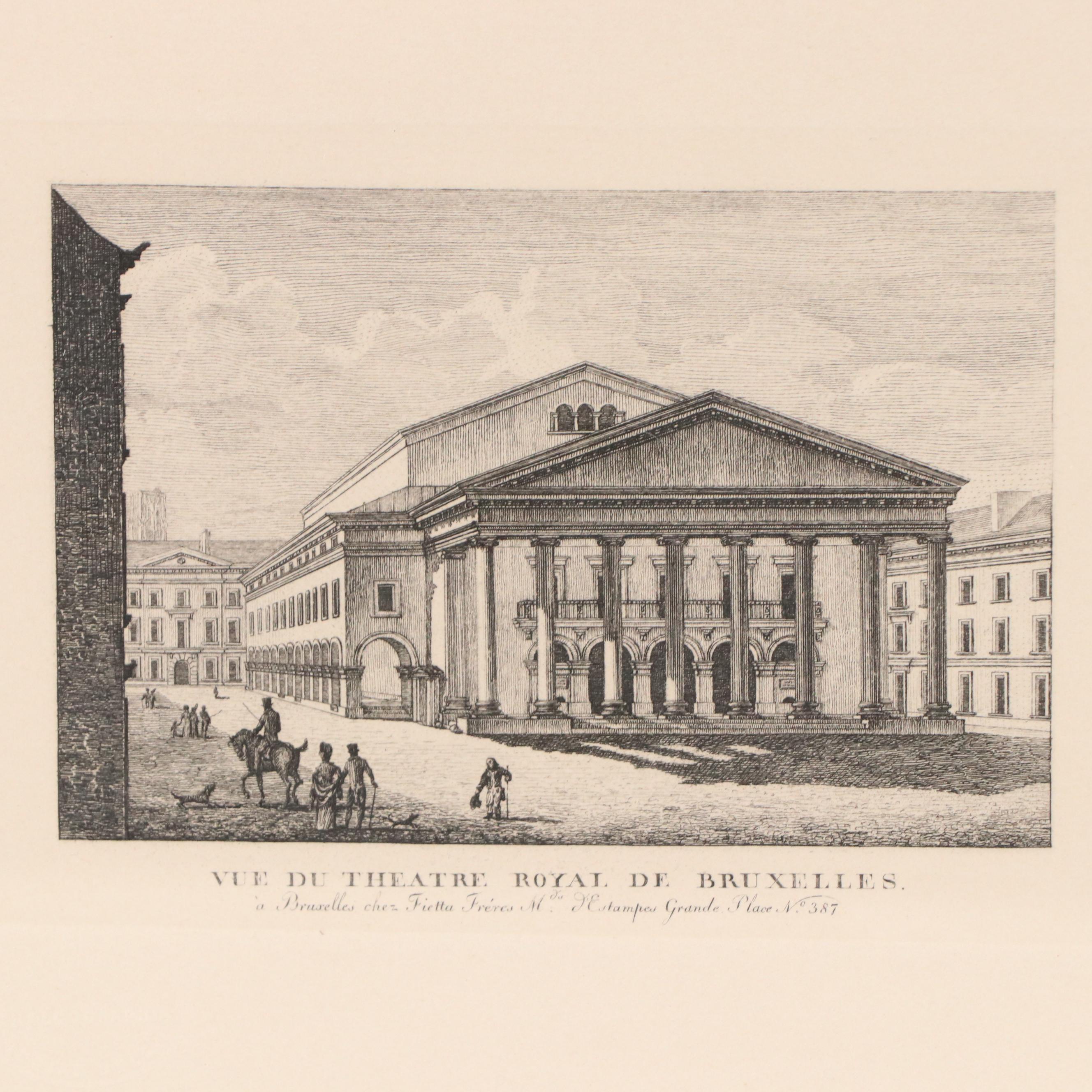 Engravings of Landmarks in Brussels, Belgium, Late 19th / 20th Century