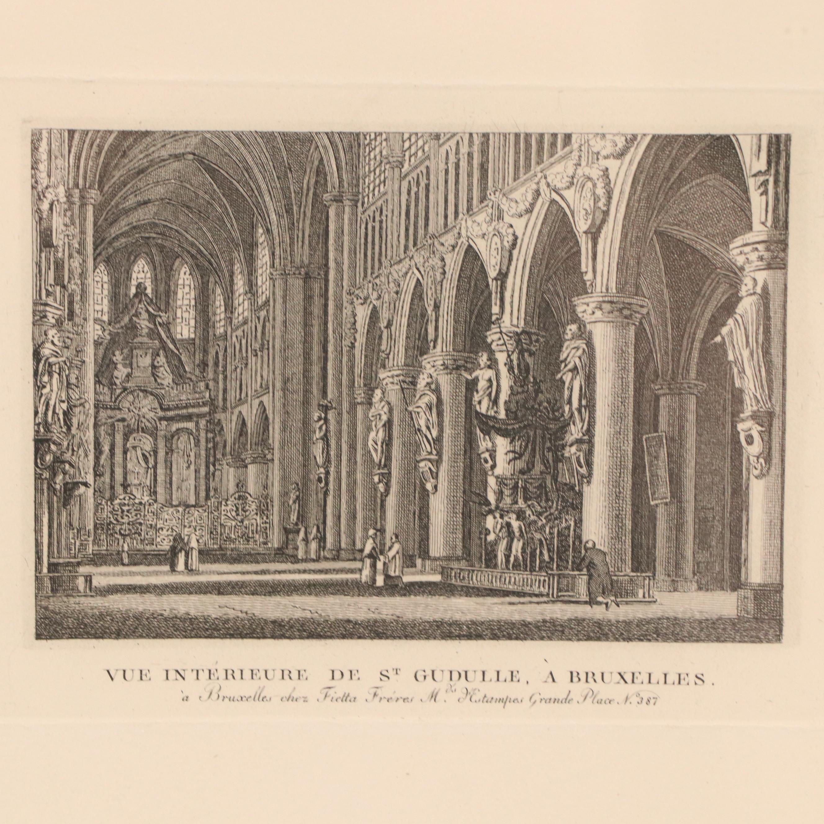 Engravings of Landmarks in Brussels, Belgium, Late 19th / 20th Century