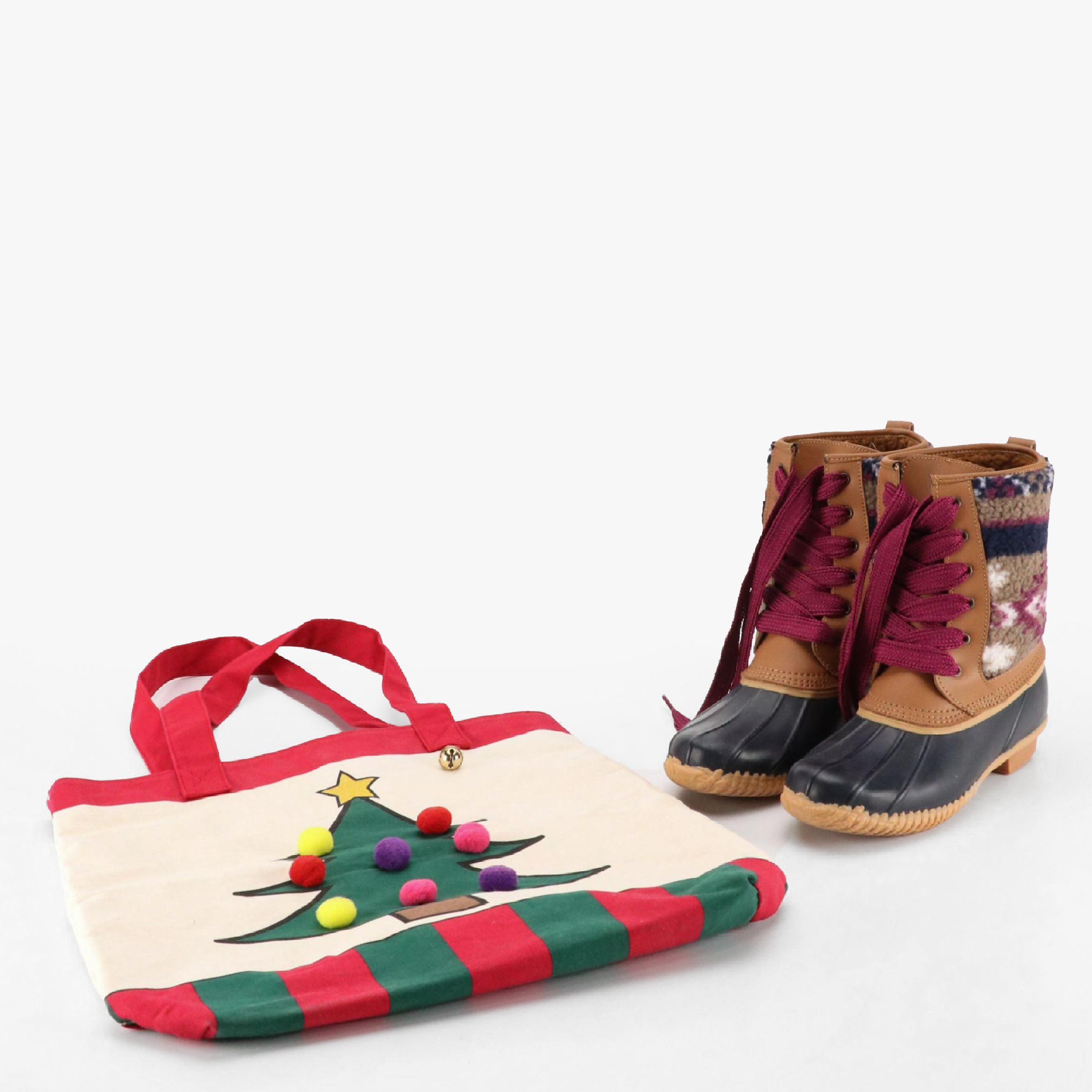 Lands' End Sherpa Lined Winter Duck Boots and Other Christmas/Stocking Tote