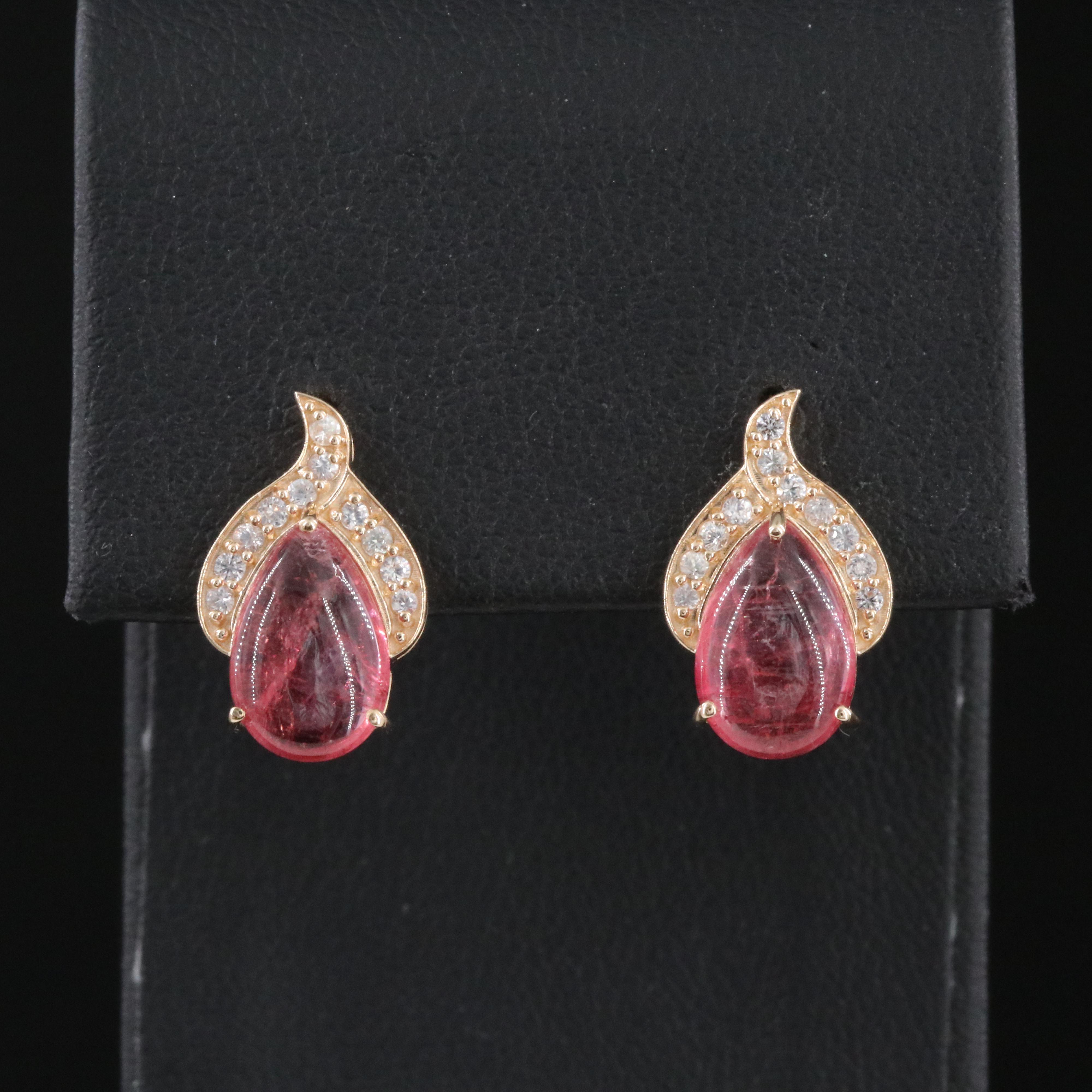 14K Tourmaline and White Sapphire Earrings