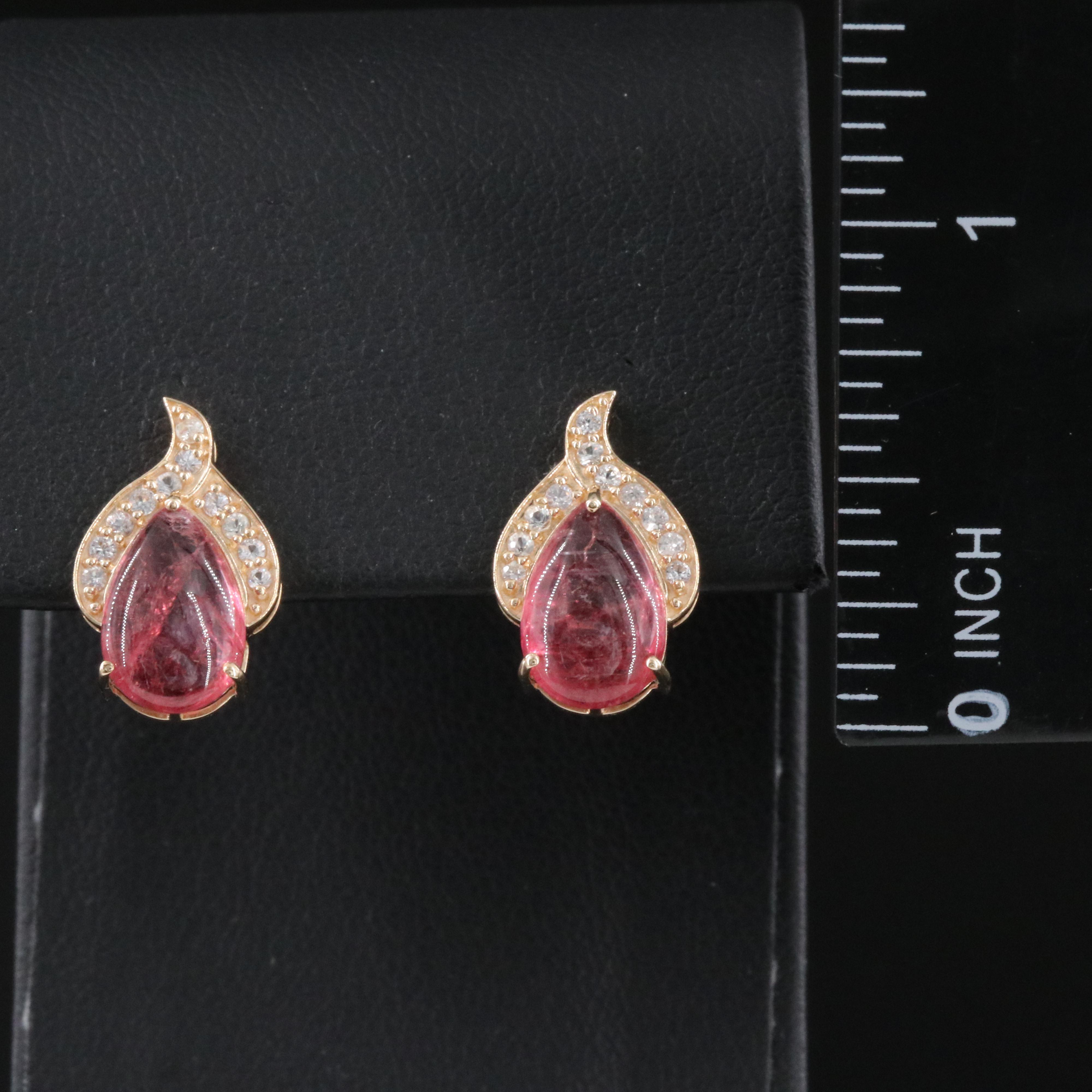 14K Tourmaline and White Sapphire Earrings