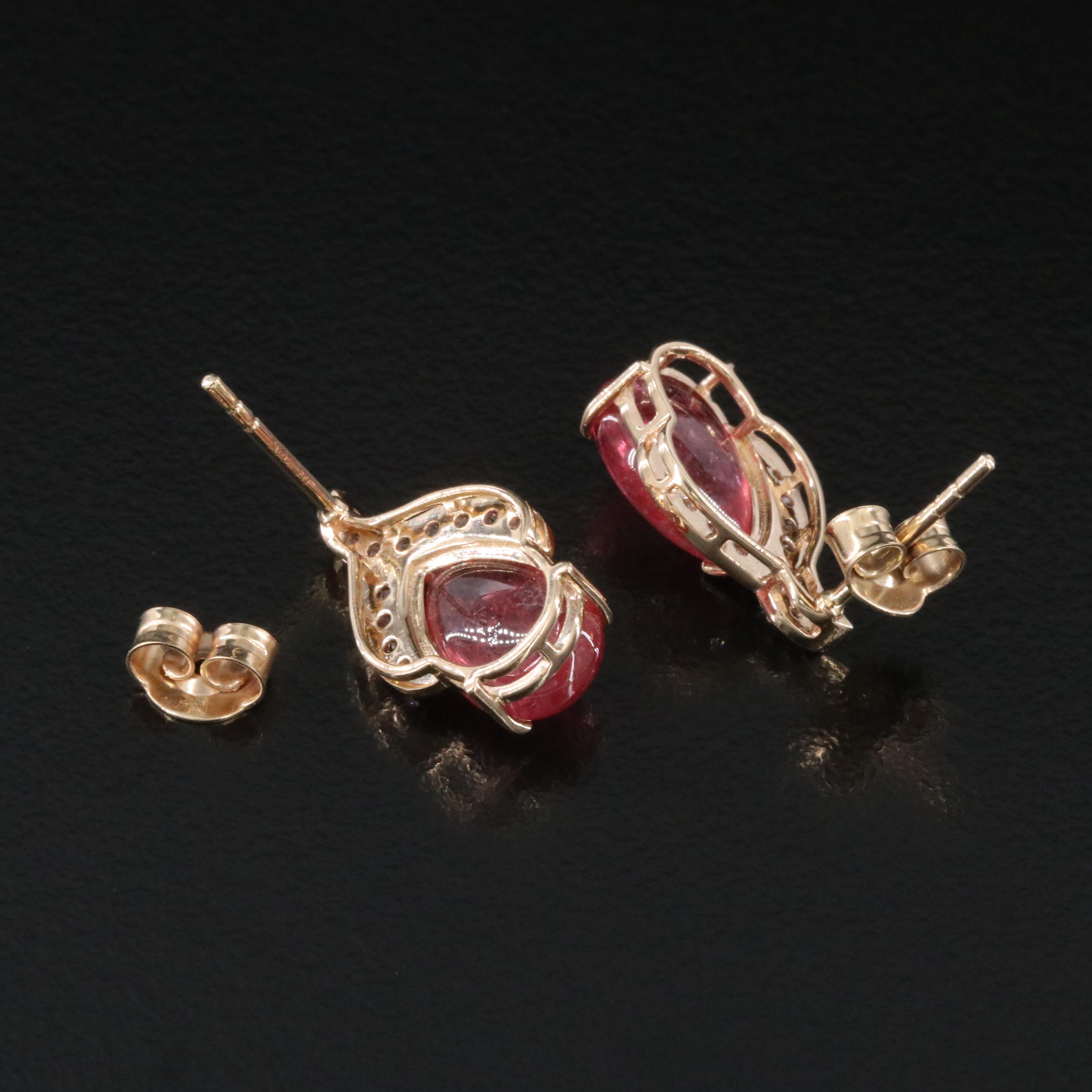 14K Tourmaline and White Sapphire Earrings