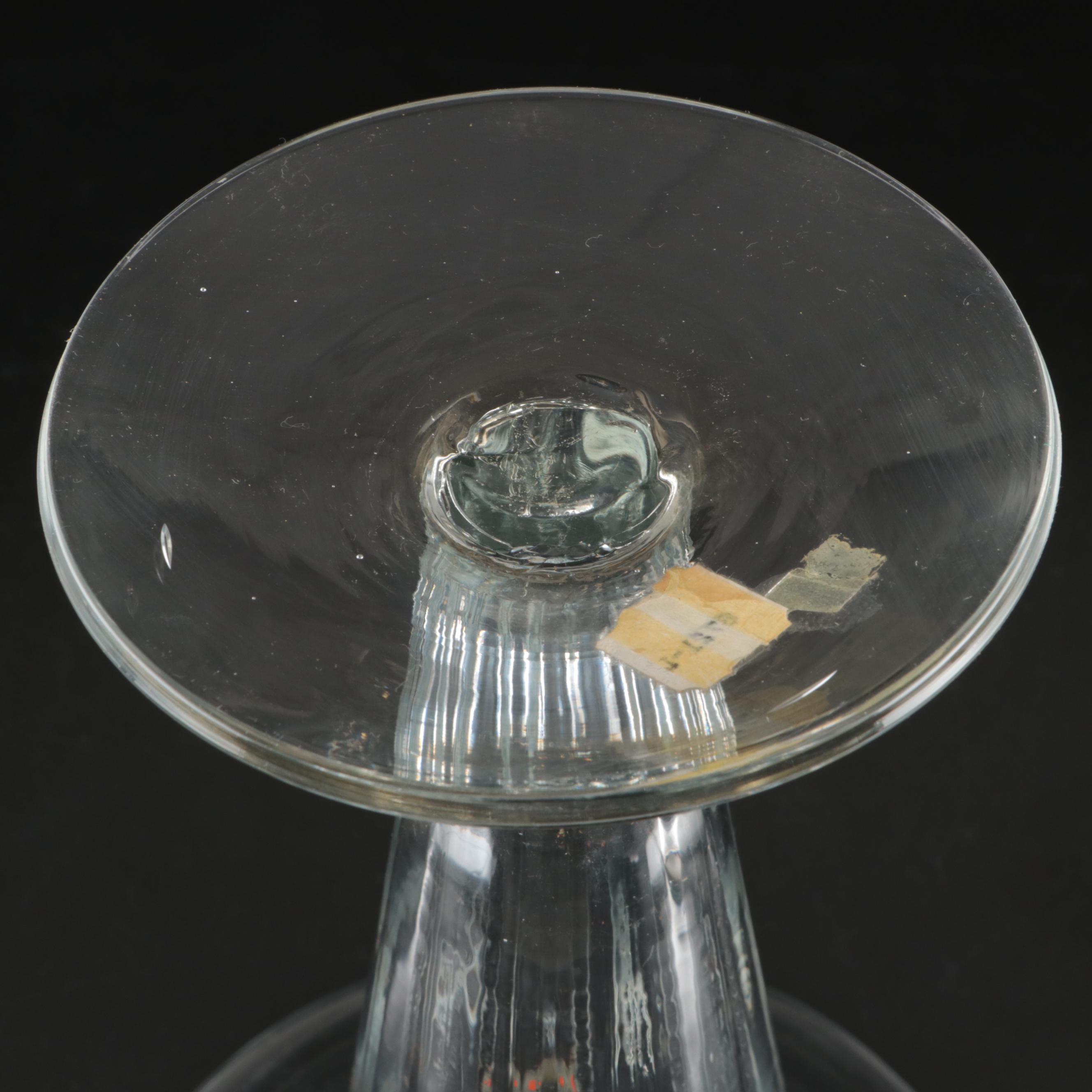 Blenko Footed Glass Bowl with Other Trumpet and Disc Top Vases