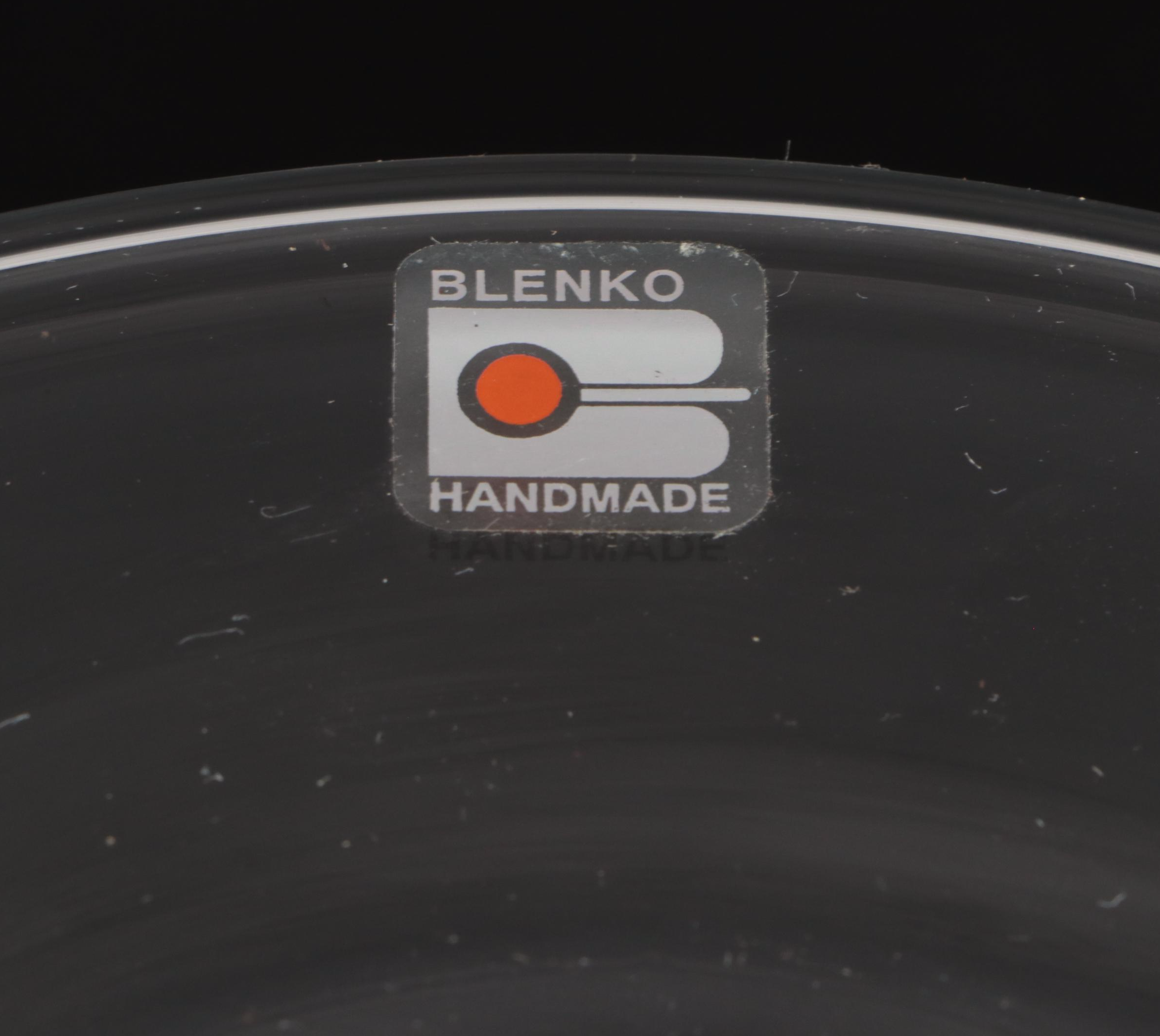 Blenko Footed Glass Bowl with Other Trumpet and Disc Top Vases