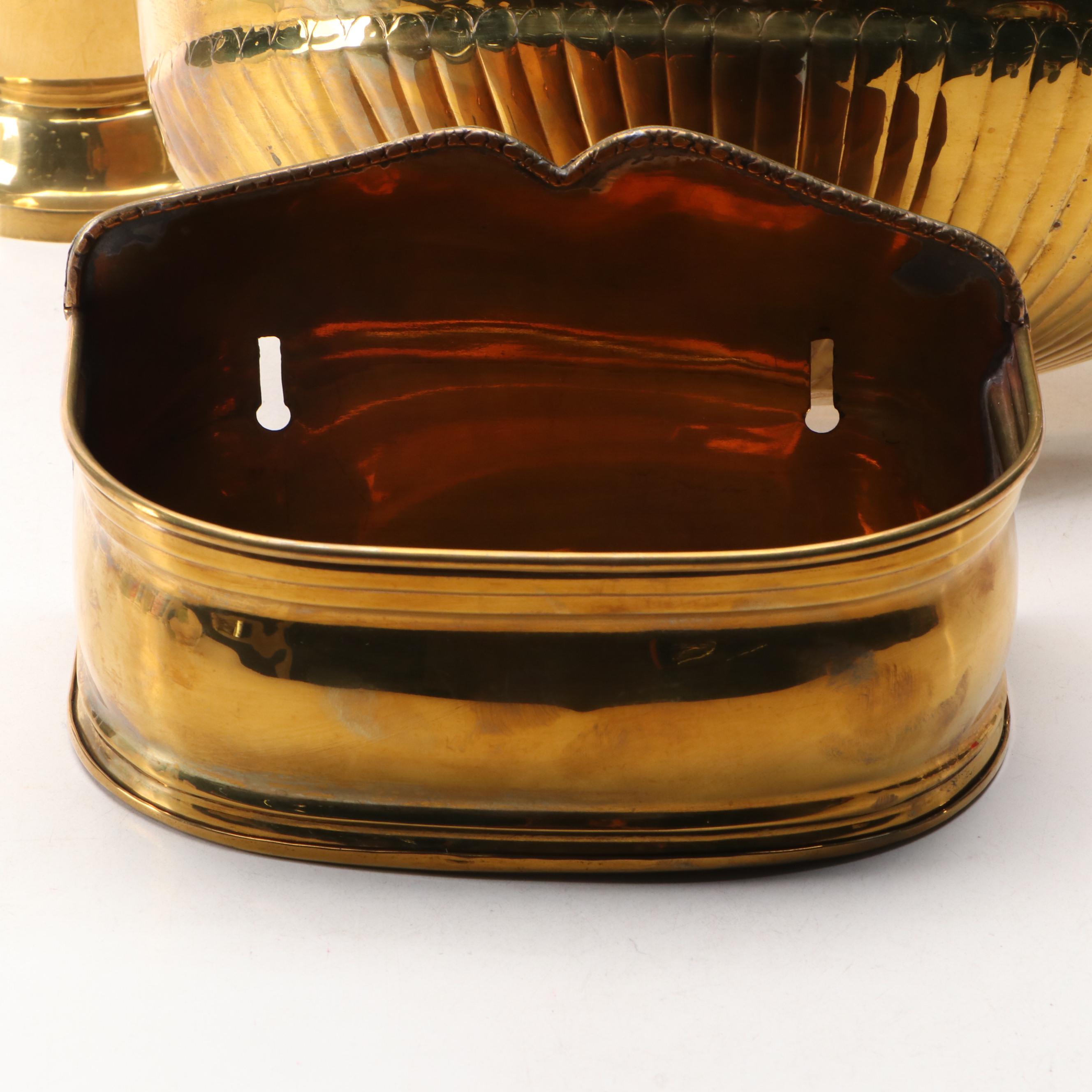 Indian Brass Amphora Vase and Wall Planters