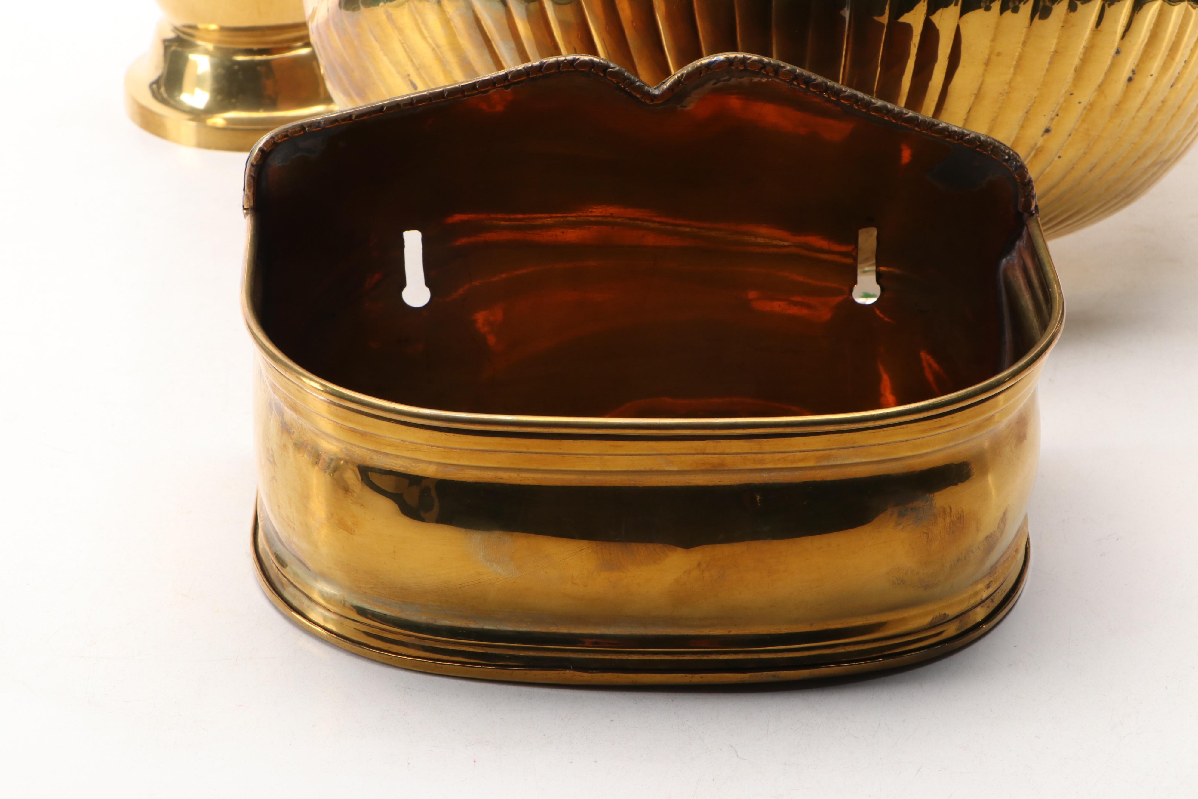 Indian Brass Amphora Vase and Wall Planters