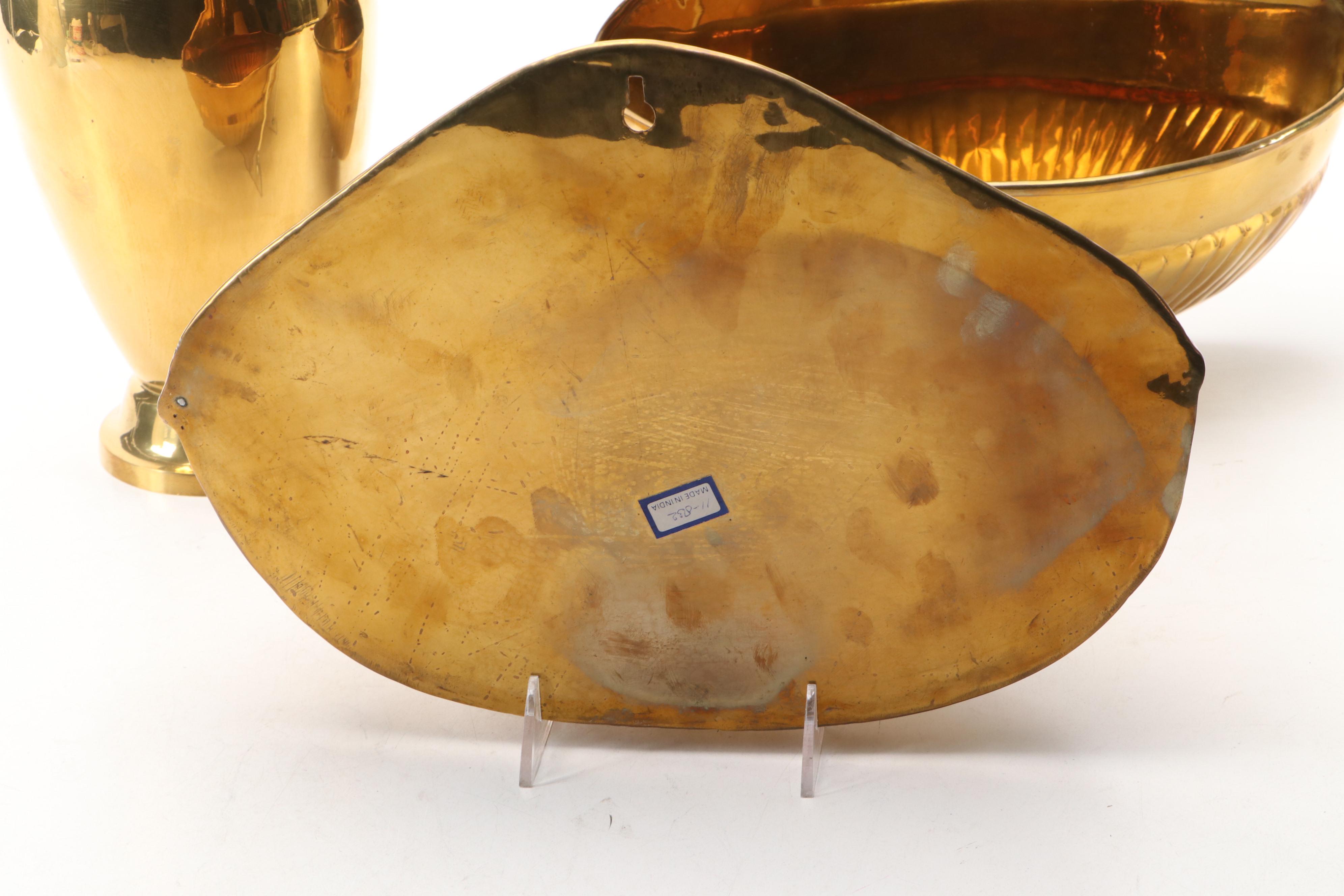 Indian Brass Amphora Vase and Wall Planters