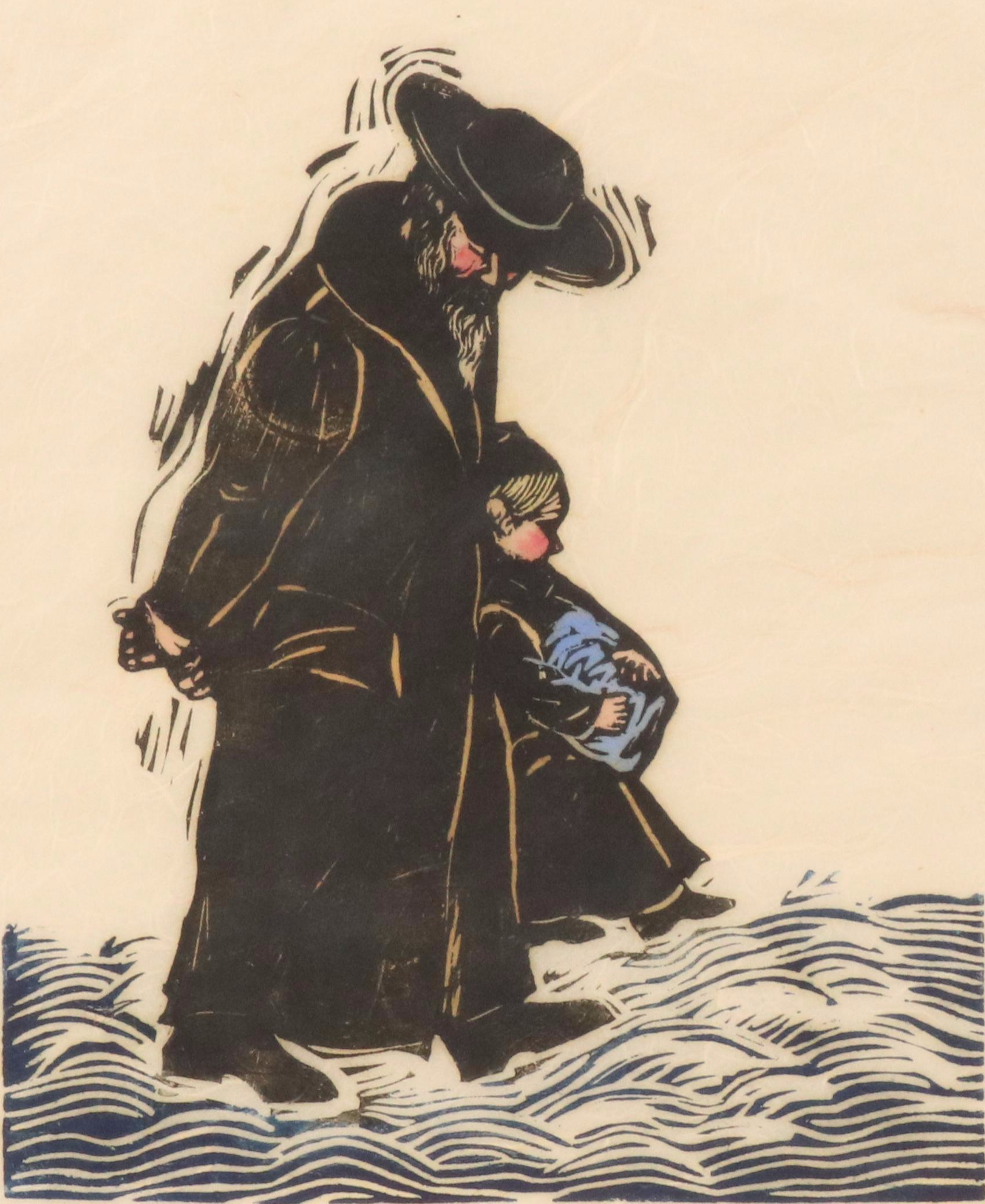 Fay Freedman Woodblock "Shabbos"