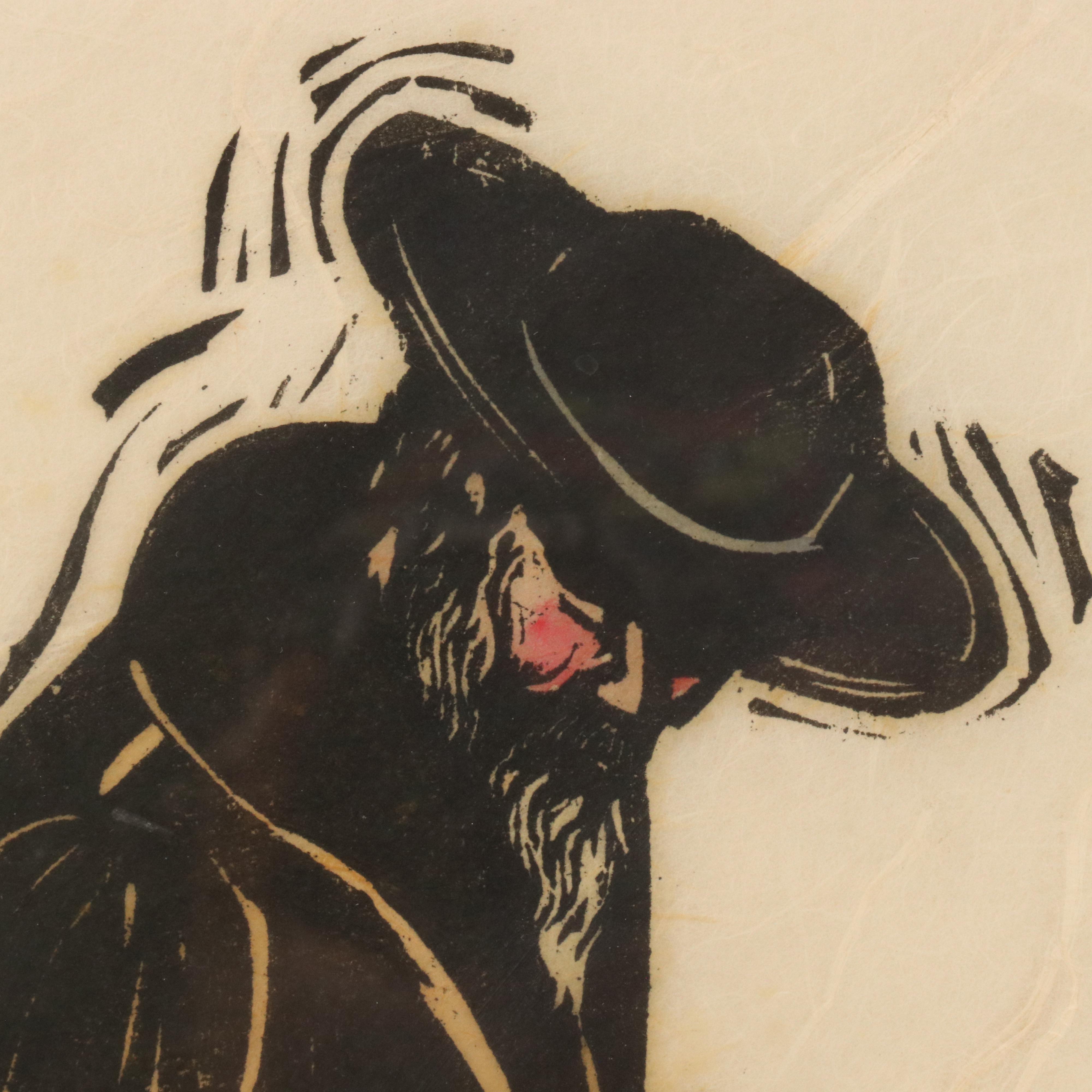 Fay Freedman Woodblock "Shabbos"