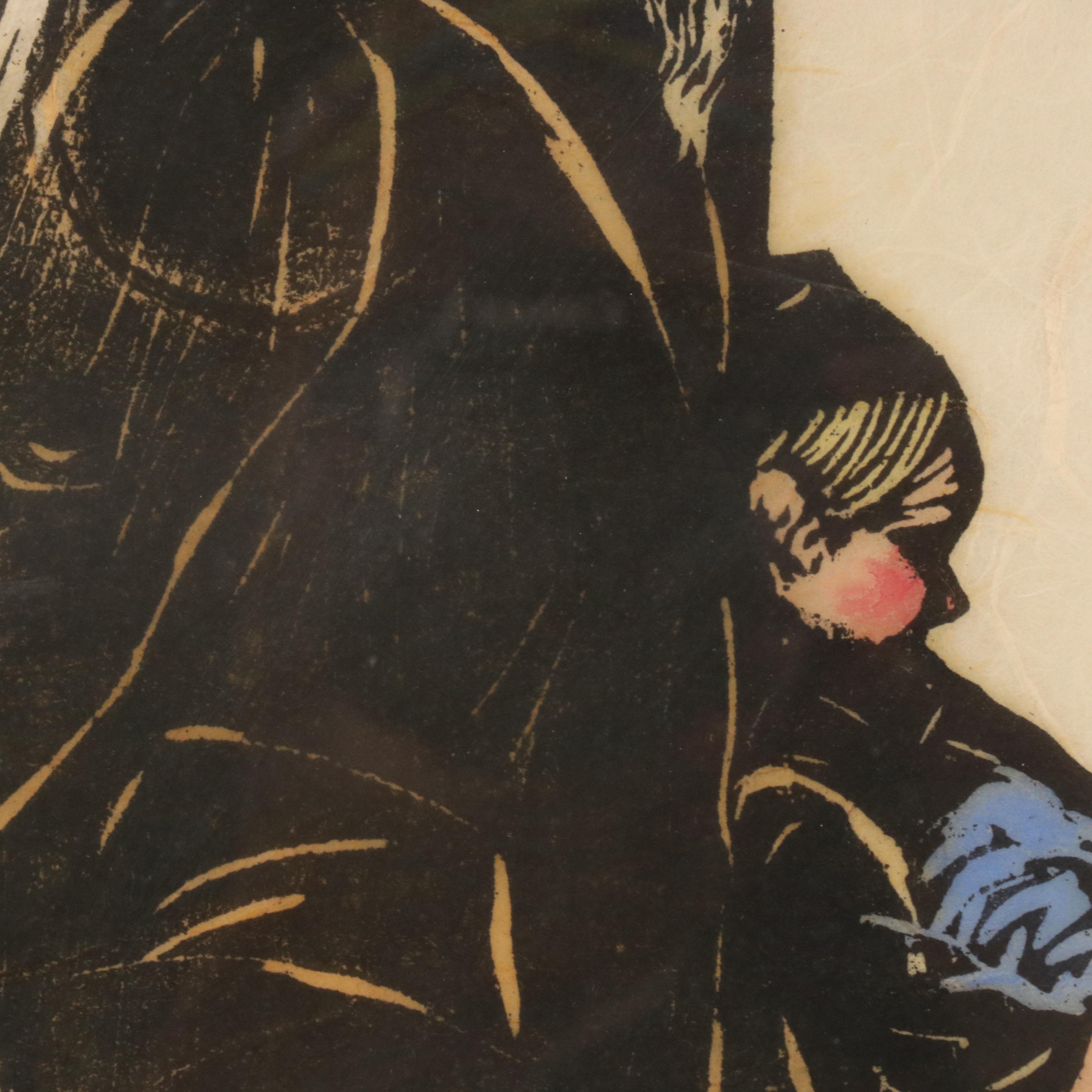 Fay Freedman Woodblock "Shabbos"