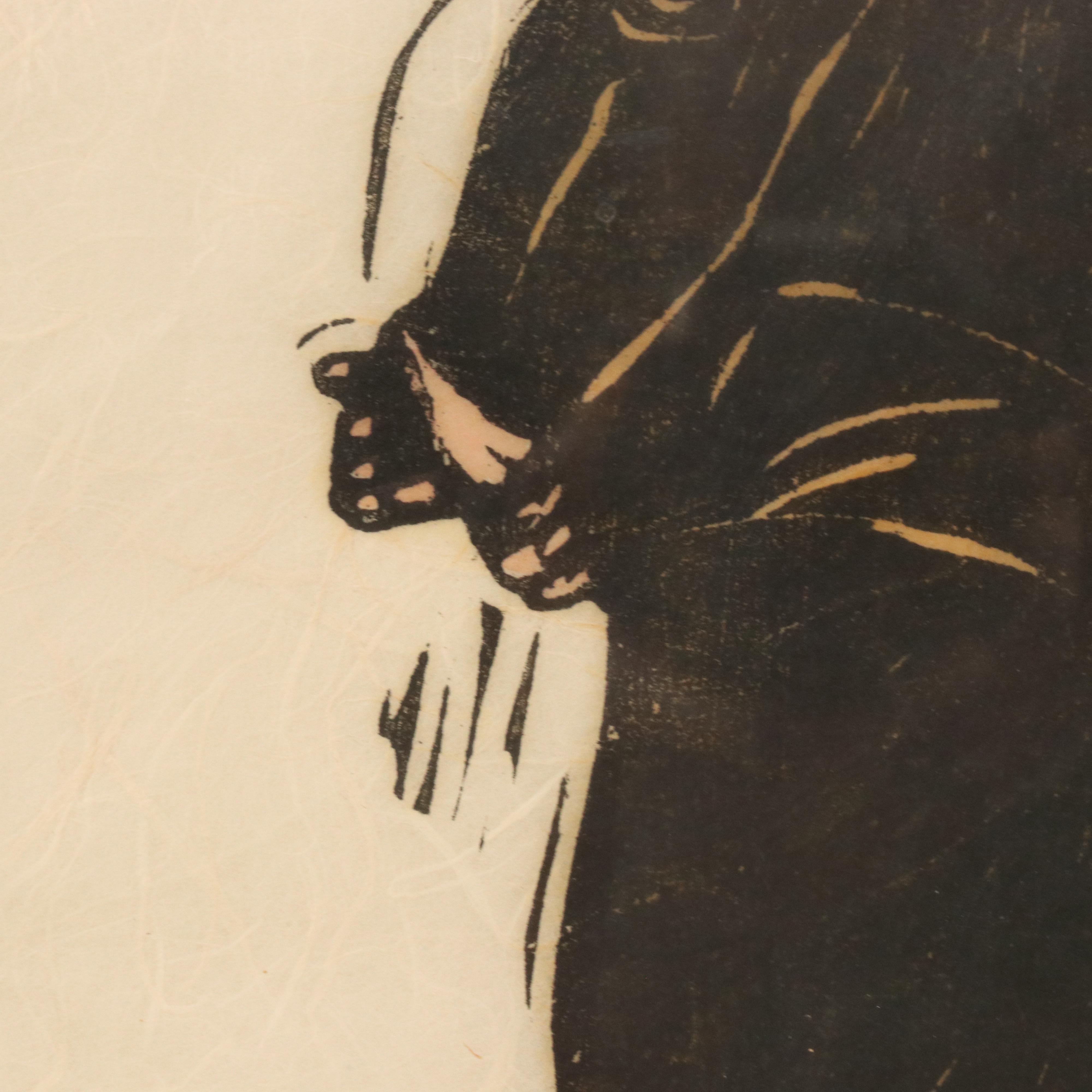 Fay Freedman Woodblock "Shabbos"