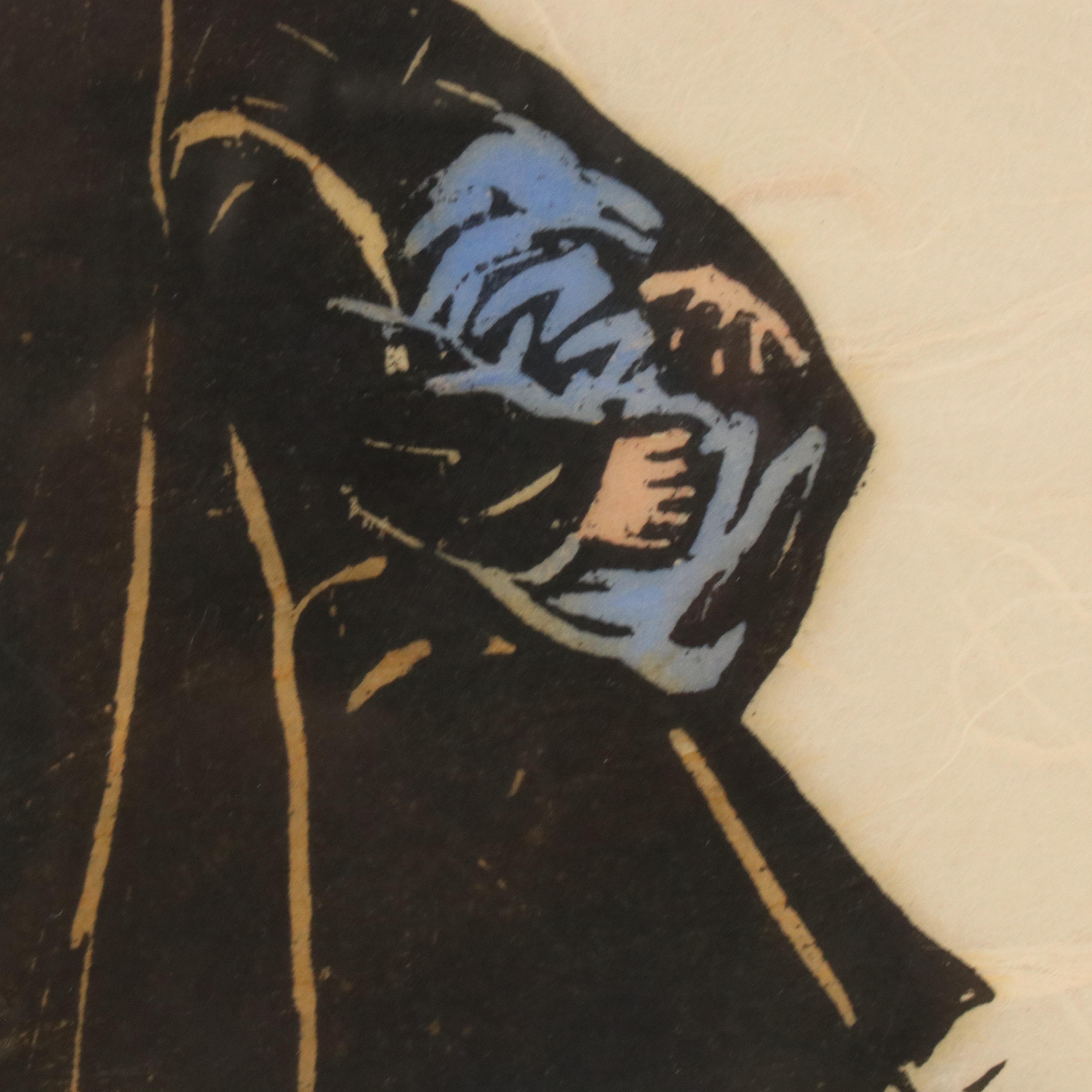 Fay Freedman Woodblock "Shabbos"