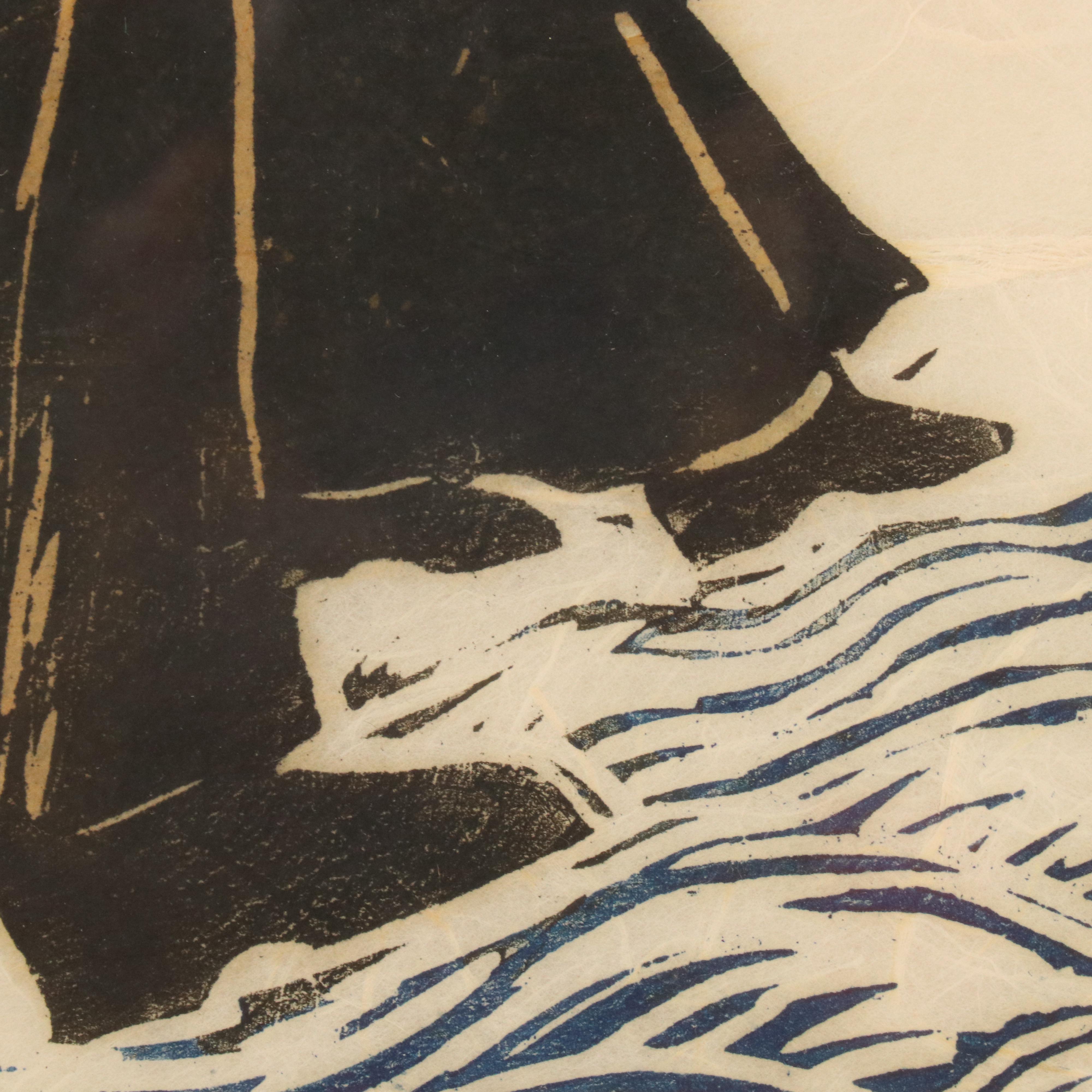 Fay Freedman Woodblock "Shabbos"