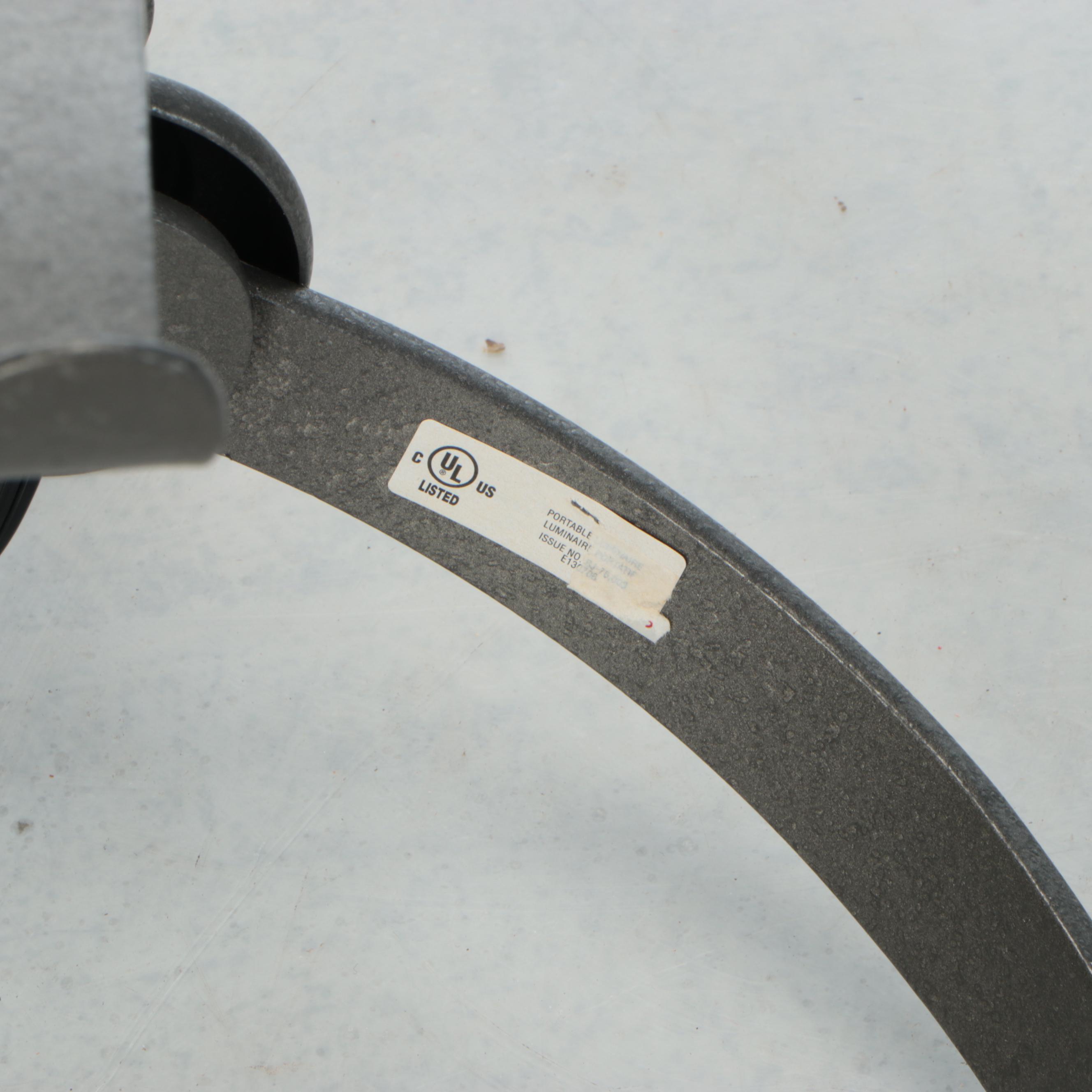 Colonial Style Hubbardton Forge Dark Pewter Finish Floor Lamps, Cotton Shades