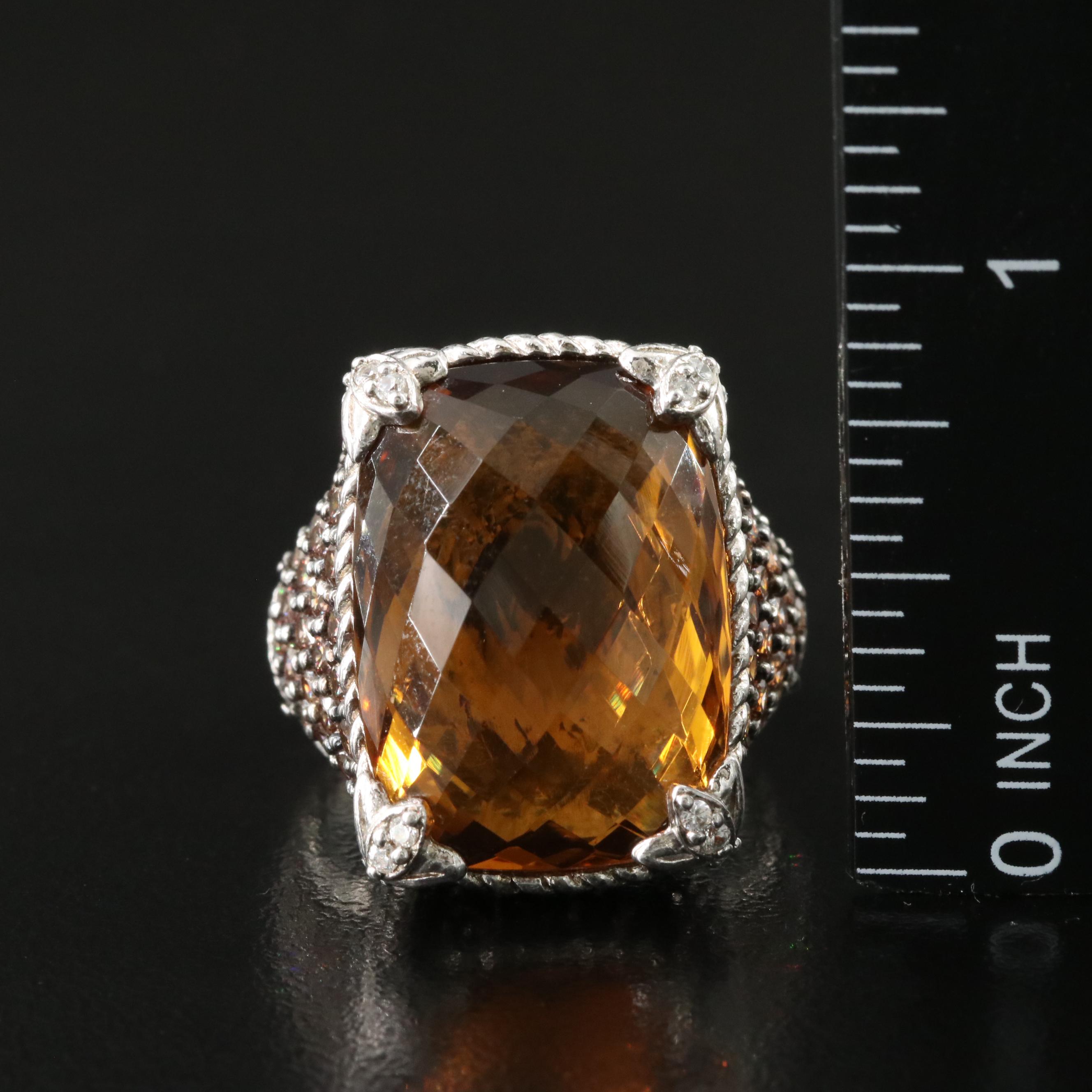 Judith Ripka Sterling Gemstone Rings Featuring Rock Crystal and Abalone