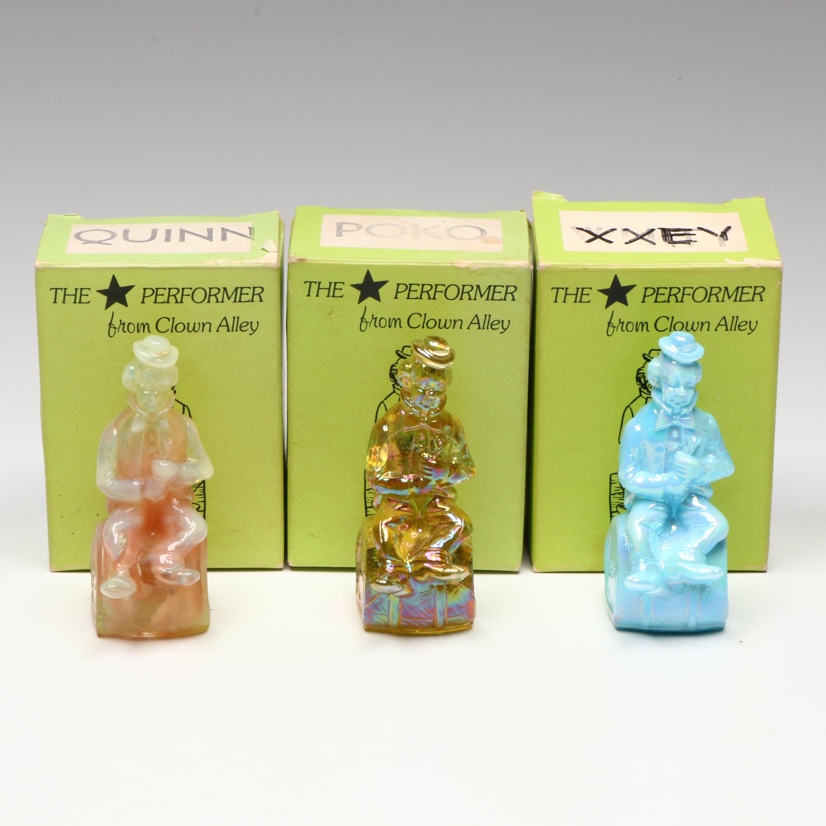 Mosser Glass "Poko," "Quinn," and Xxey Figurines, Late 20th Century