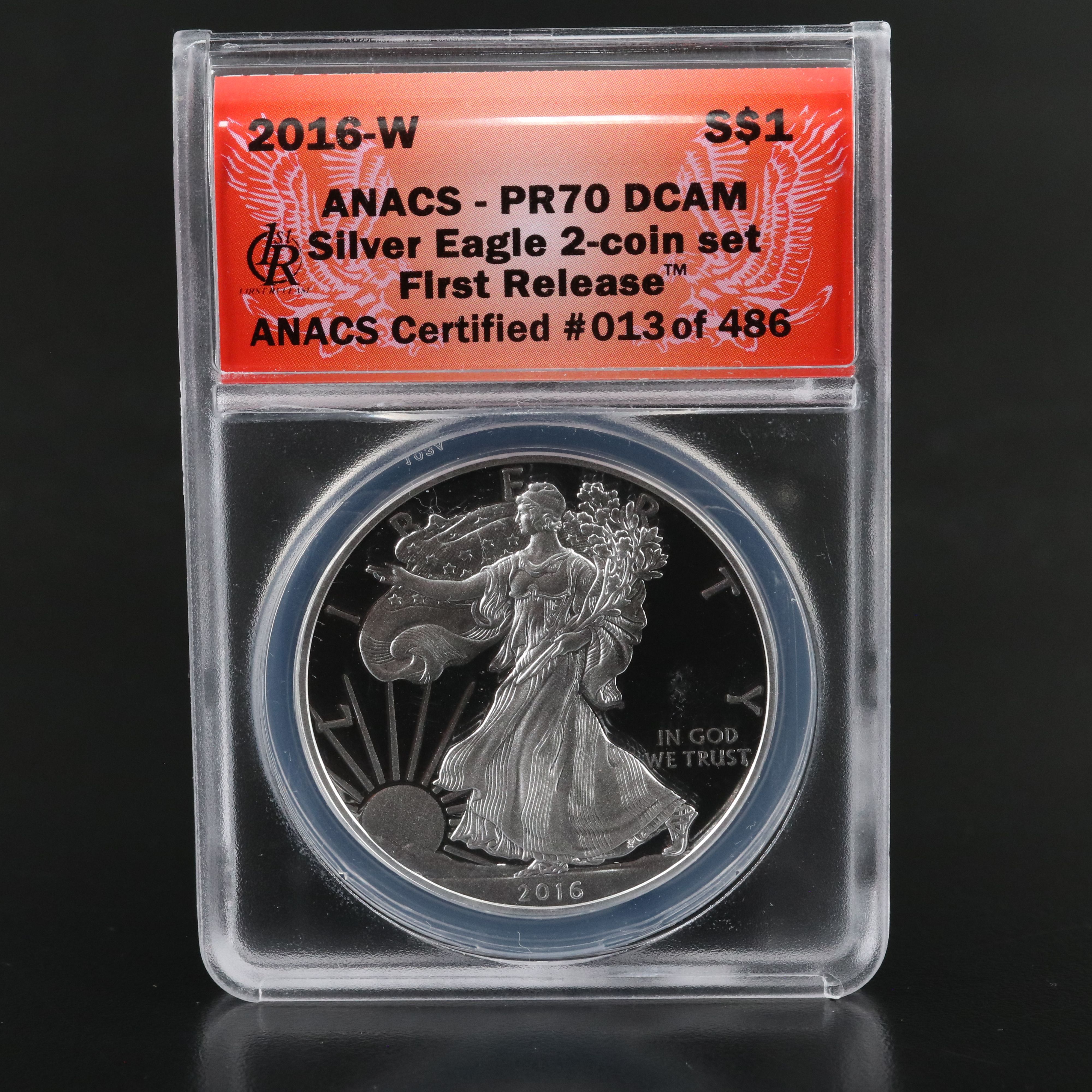ANACS PR70 DCAM 2016-W First Release Silver Eagle Proof Coin