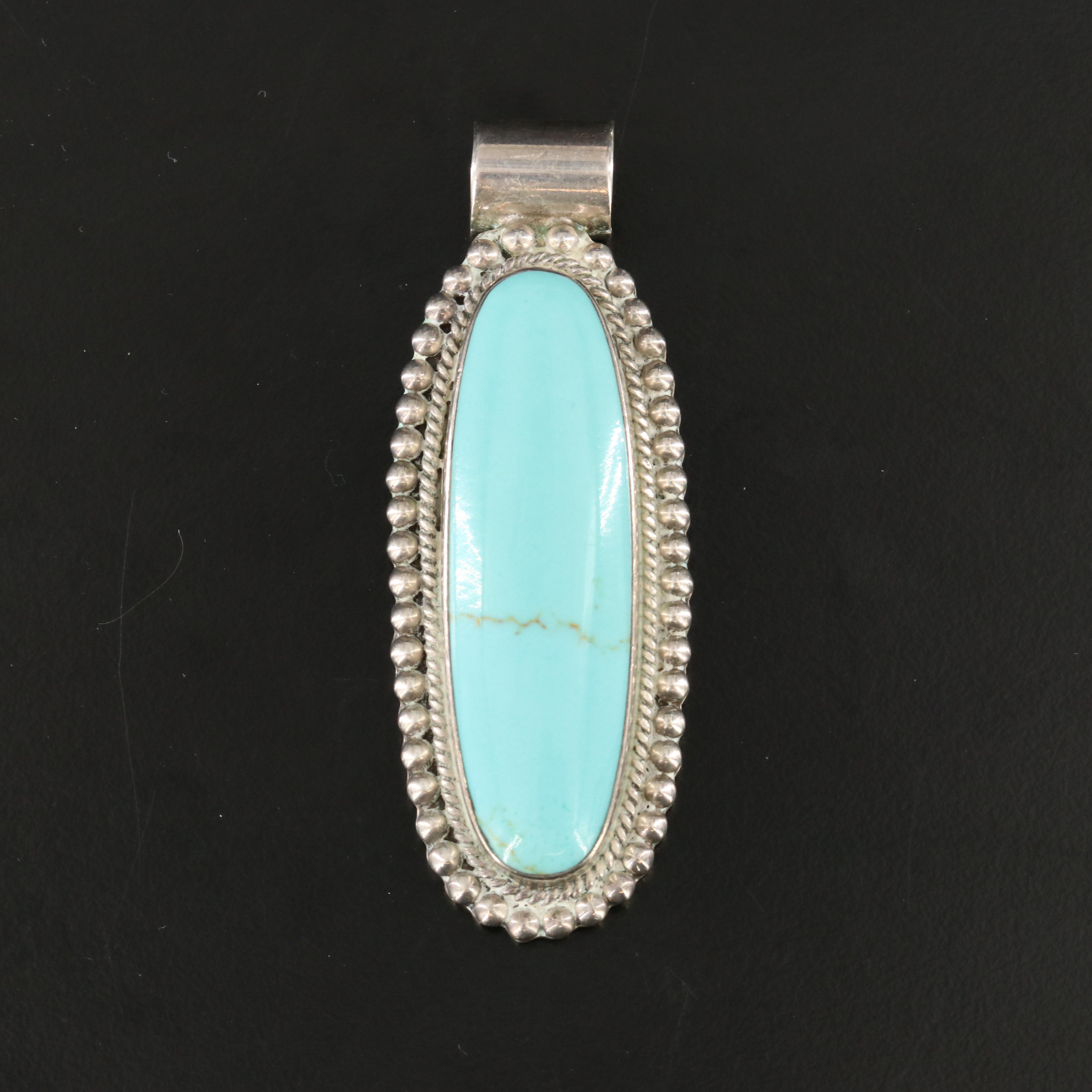 Mexican Sterling Faux Turquoise Pendant and Cuff