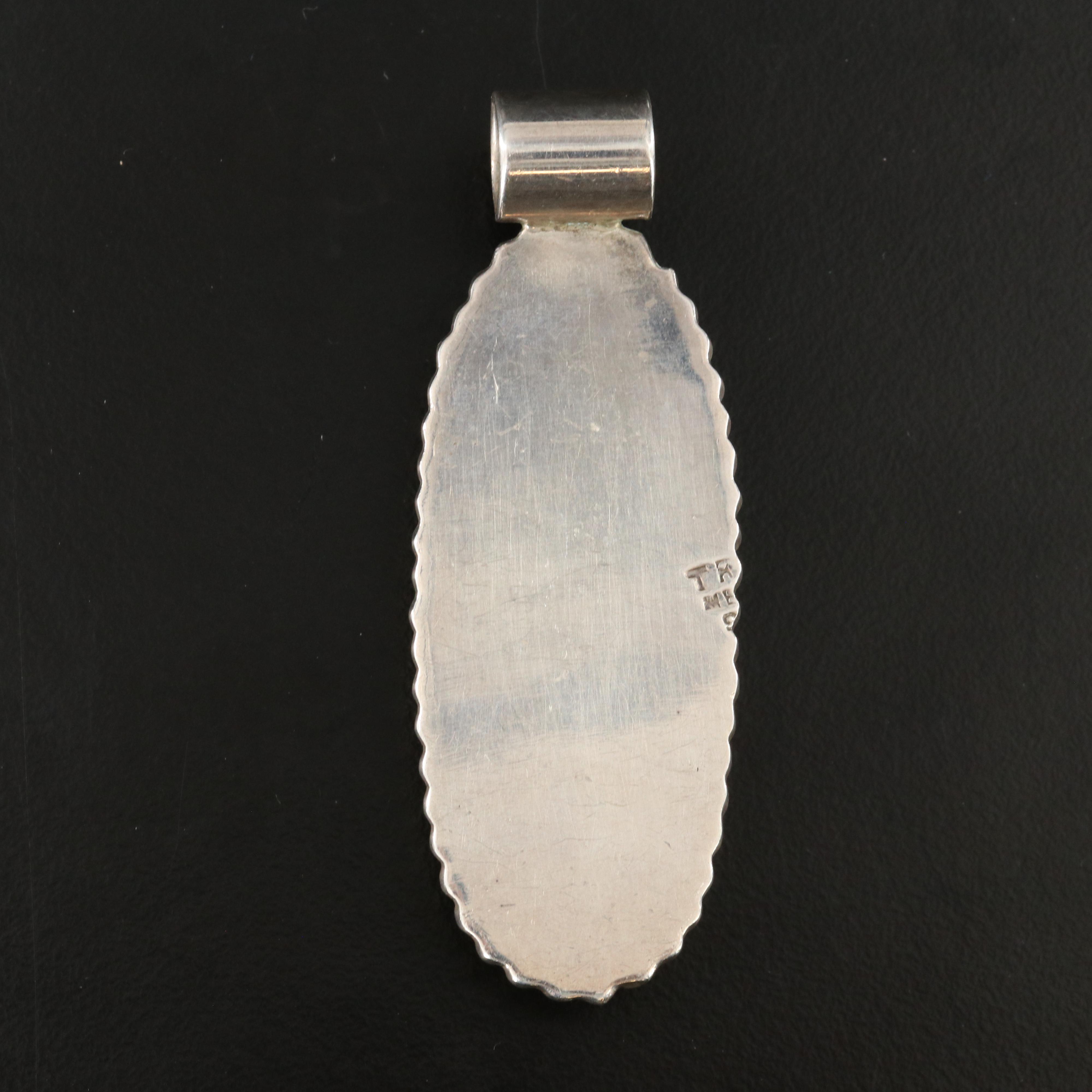 Mexican Sterling Faux Turquoise Pendant and Cuff