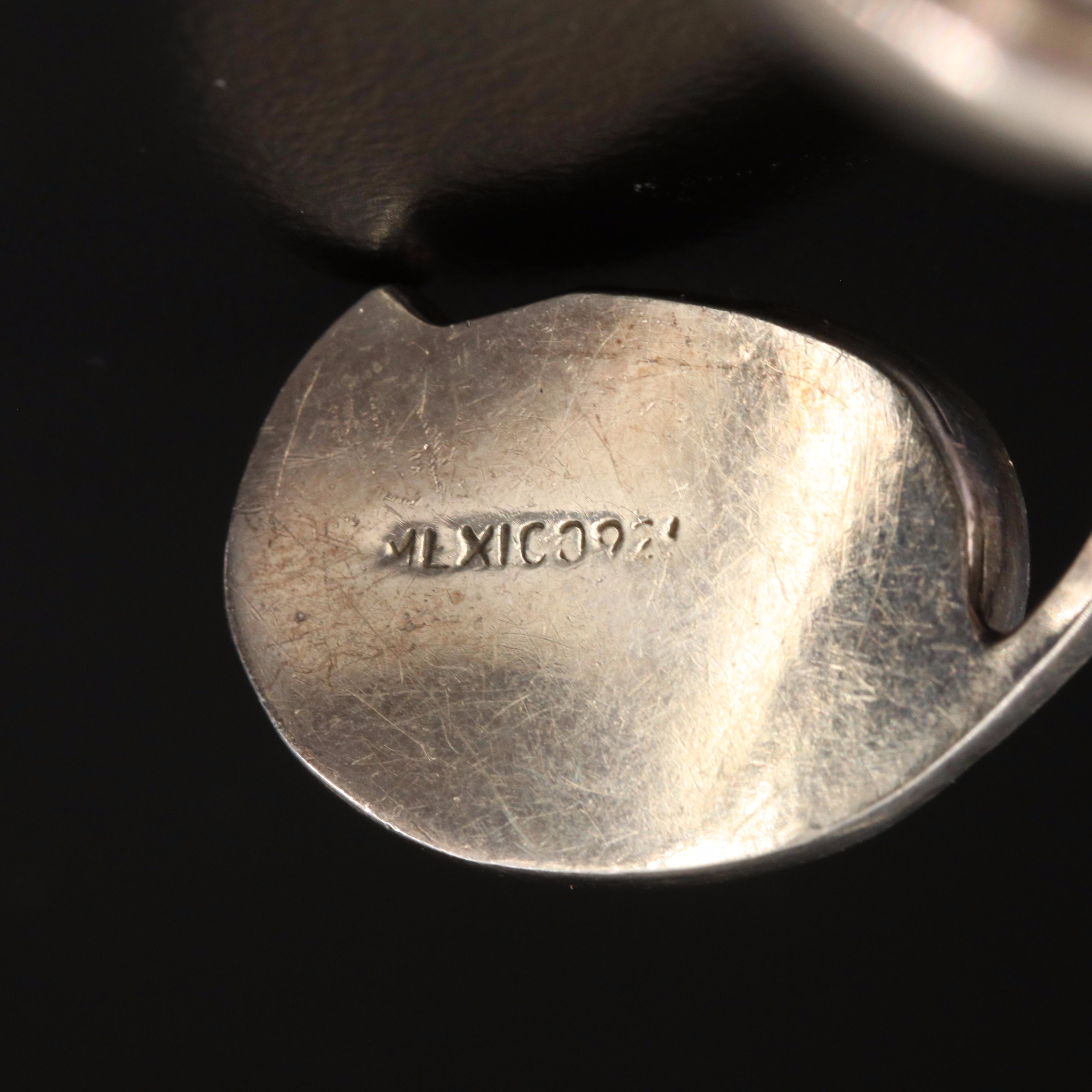 Mexican Sterling Faux Turquoise Pendant and Cuff