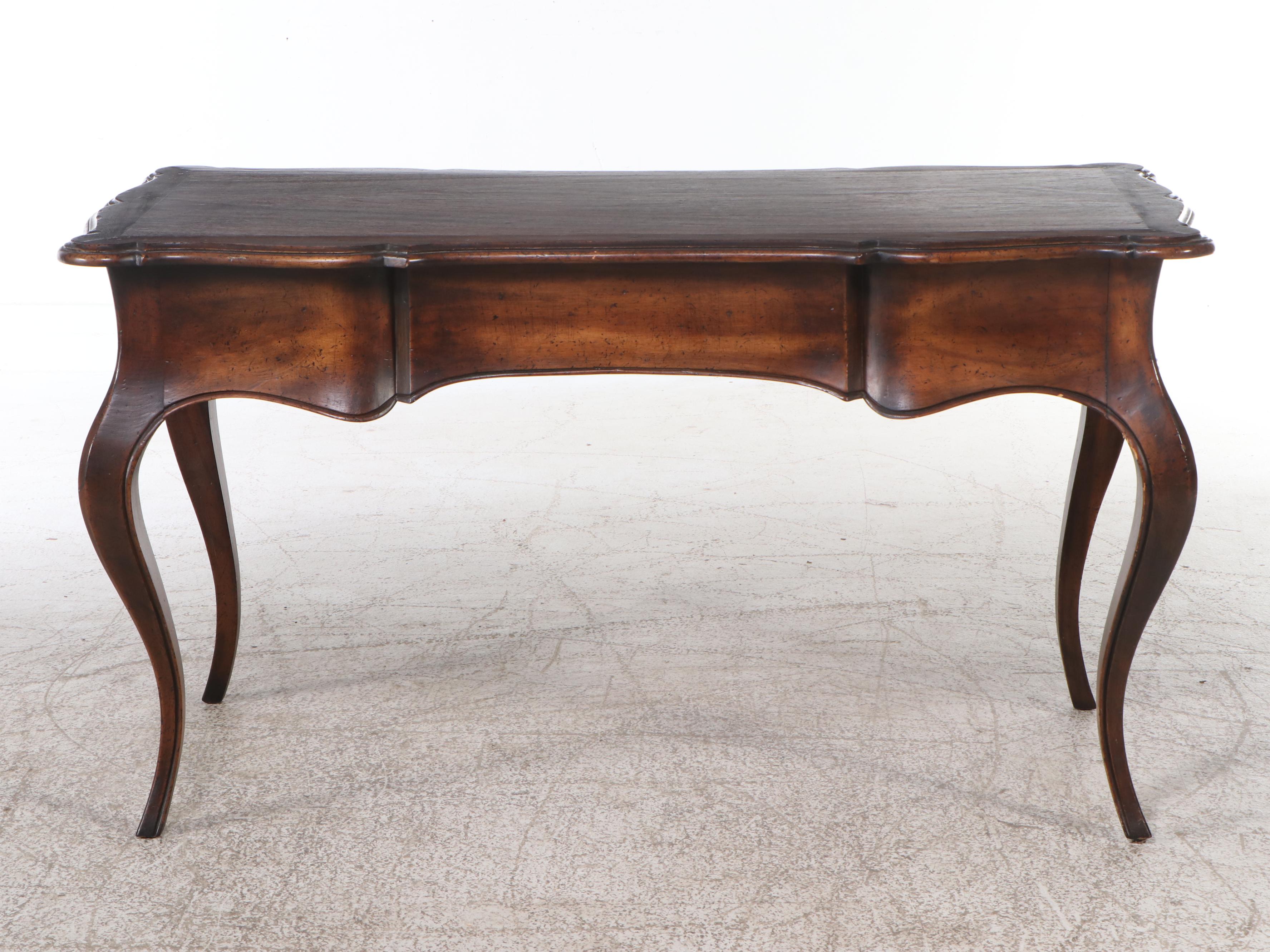 Wellington Hall Walnut Finish Louis XV Style Desk and Provincial Style Wingback