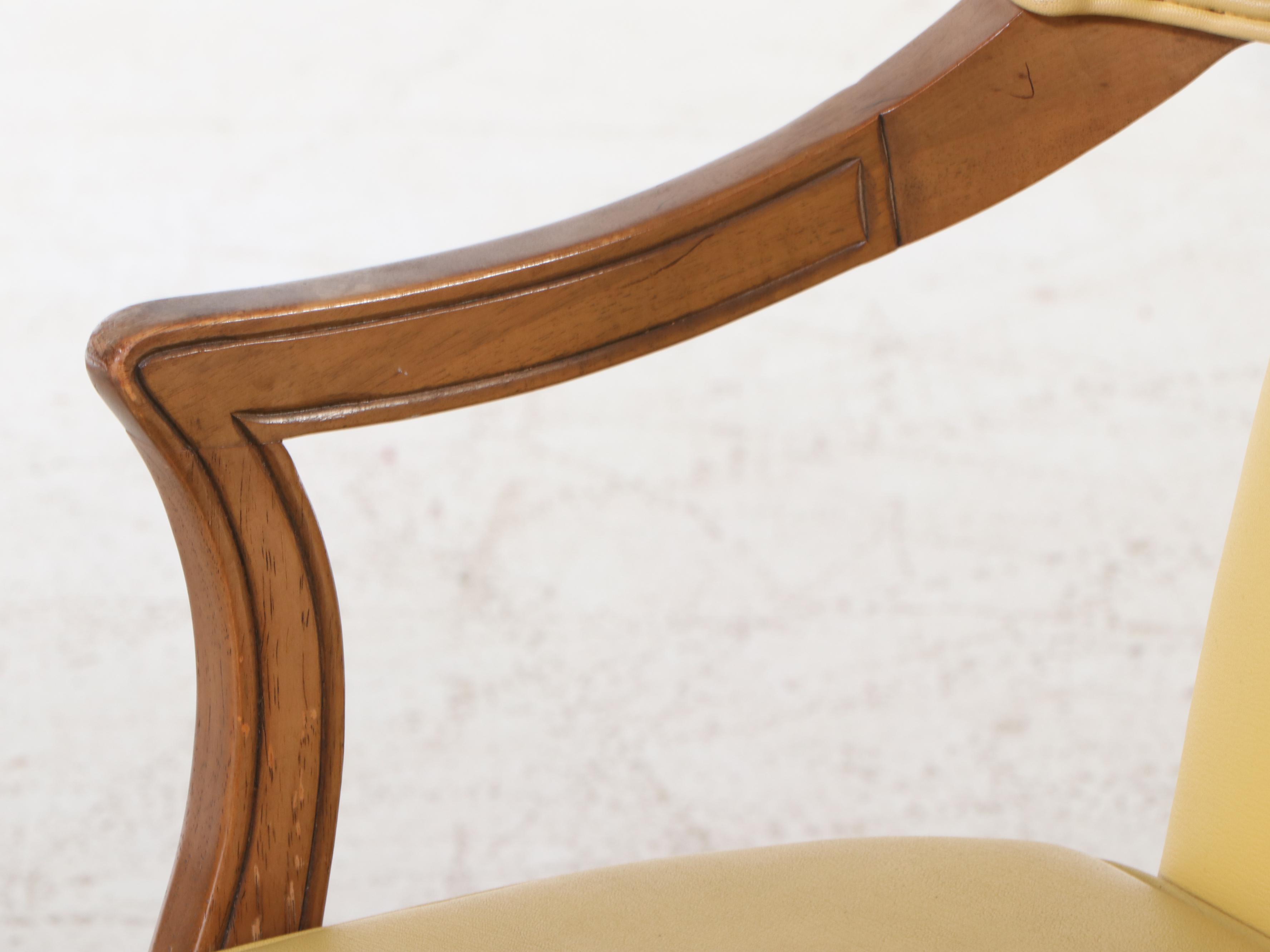 Wellington Hall Walnut Finish Louis XV Style Desk and Provincial Style Wingback