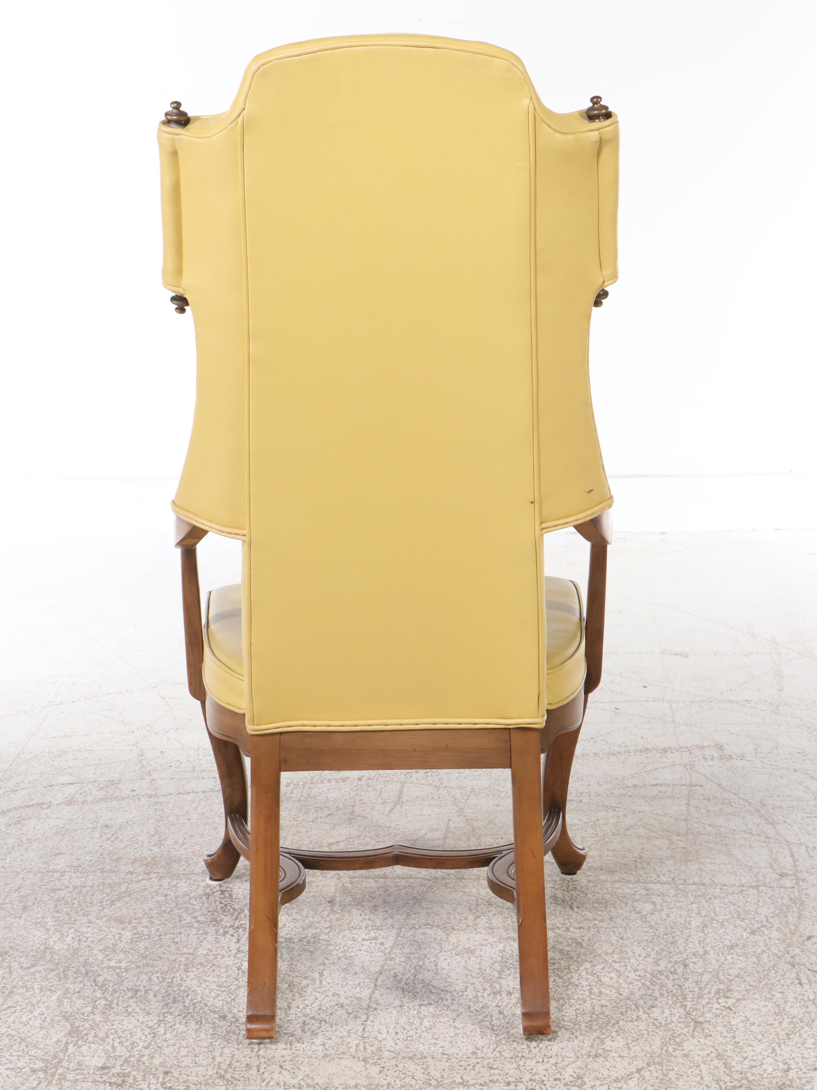 Wellington Hall Walnut Finish Louis XV Style Desk and Provincial Style Wingback