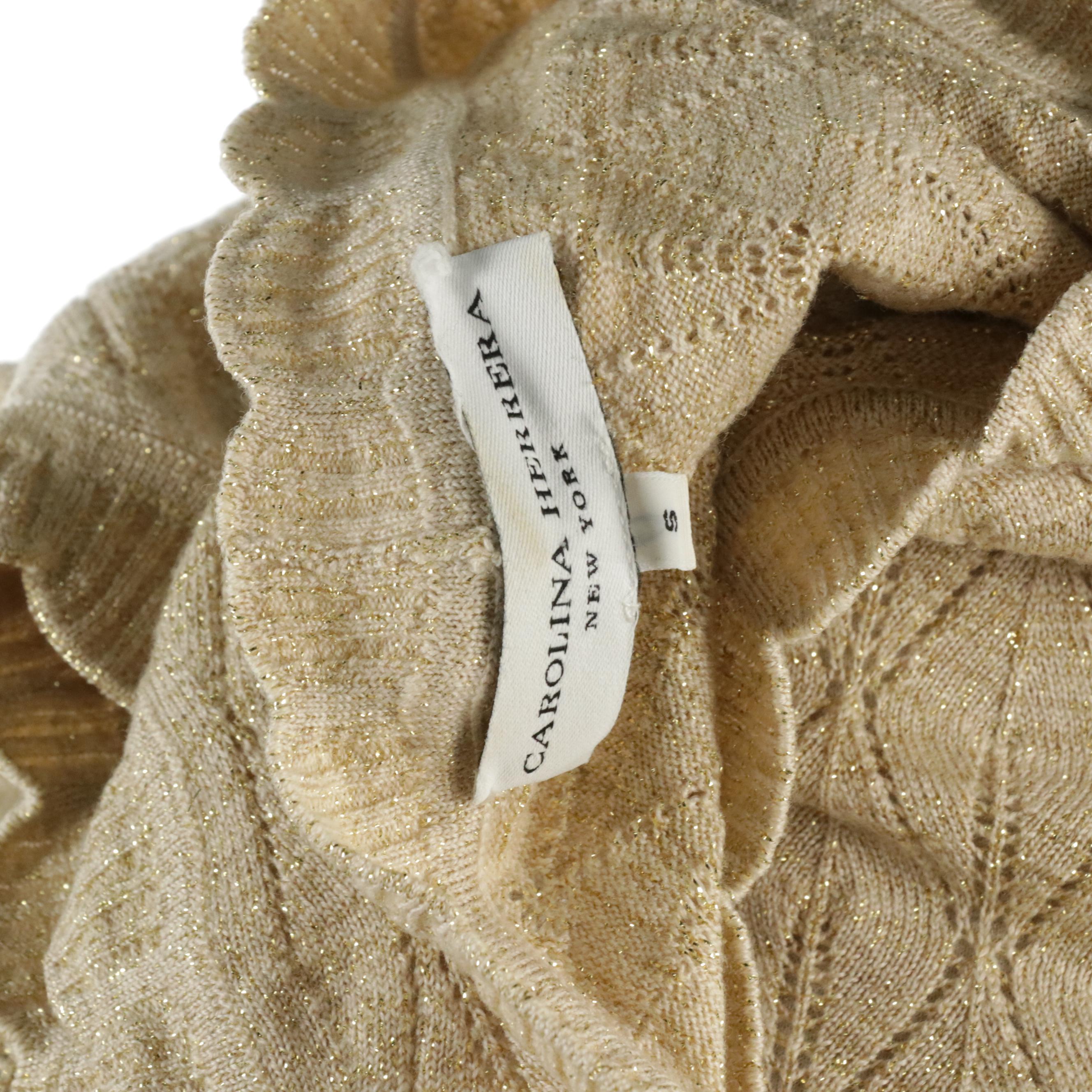 Carolina Herrera Metallic Merino Wool Scoop Neck Sleeveless Tank Top