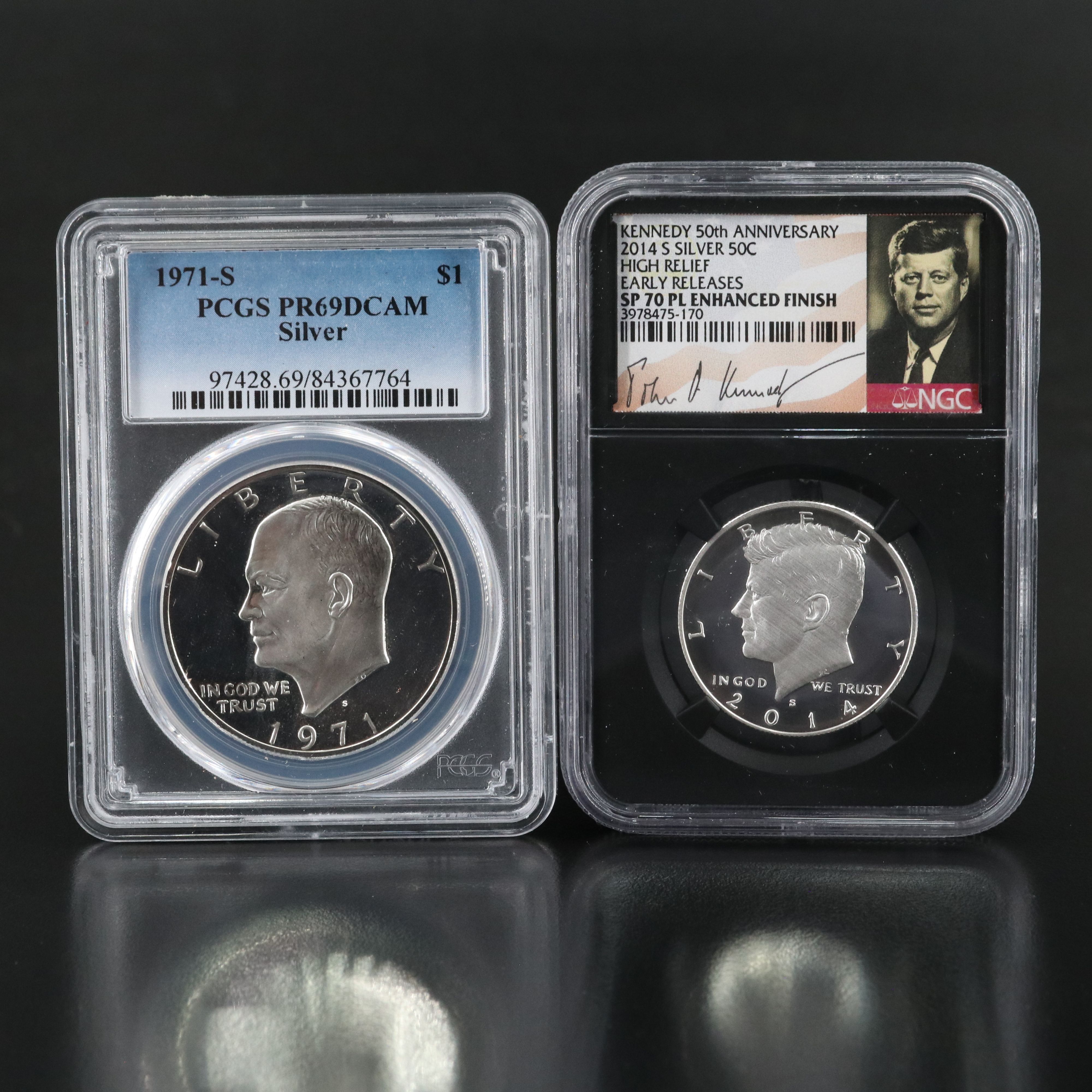 Two Certified Modern Silver Proof Coins