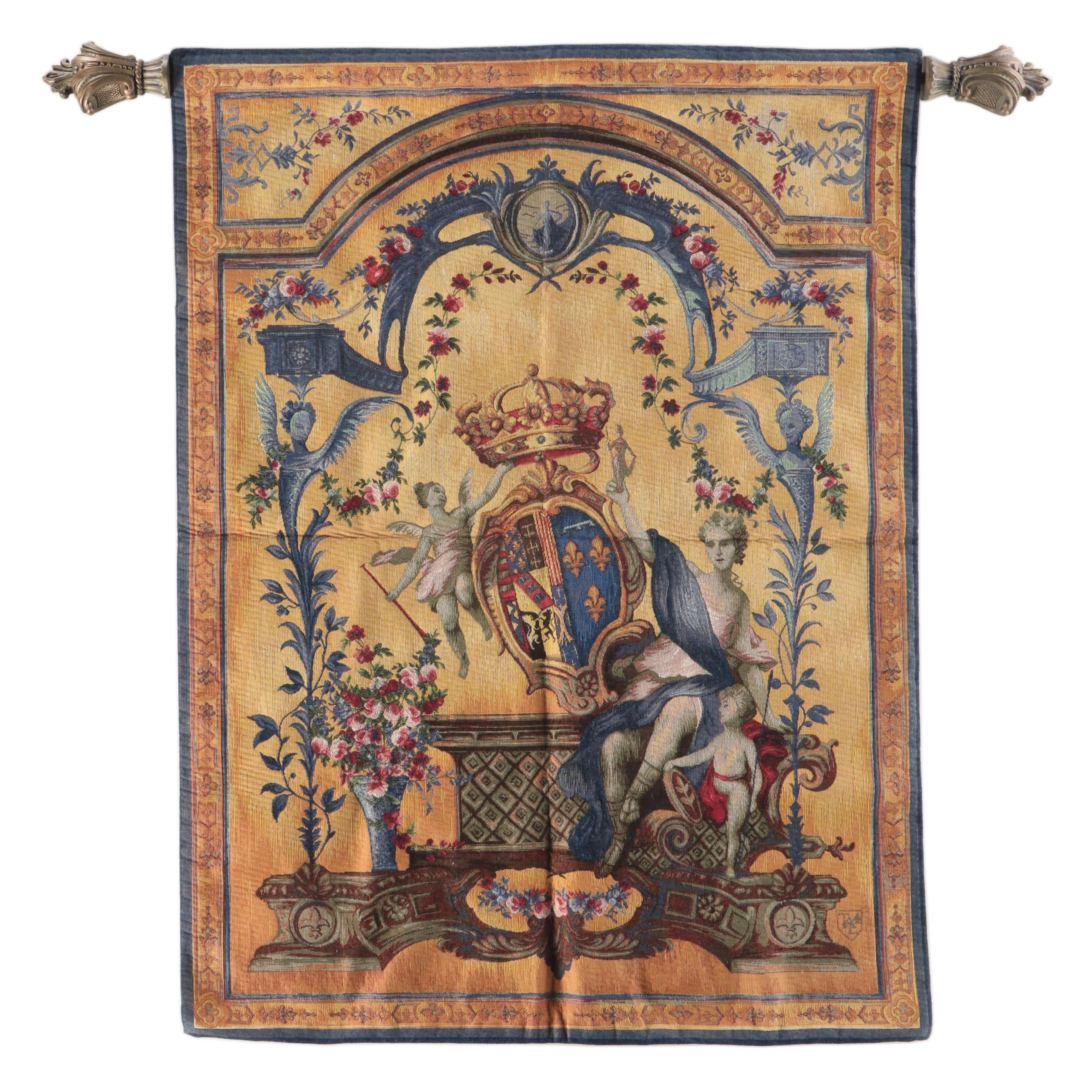 Charlotte Home Furn. "Dame Au Blason" French Pictorial Tapestry with Rod