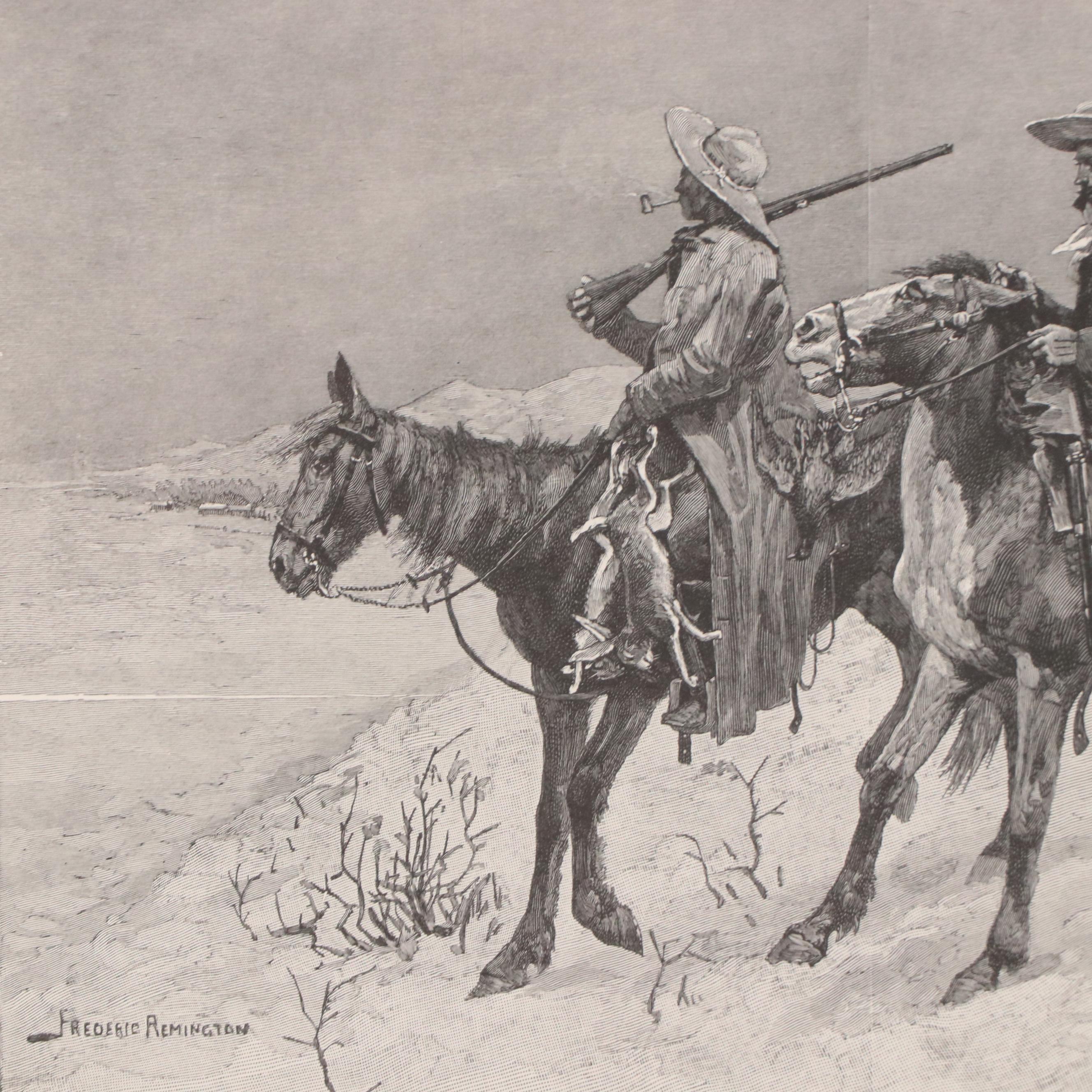 Frederic Remington Restrike Wood Engraving "Thanksgiving Dinner for the Ranch"