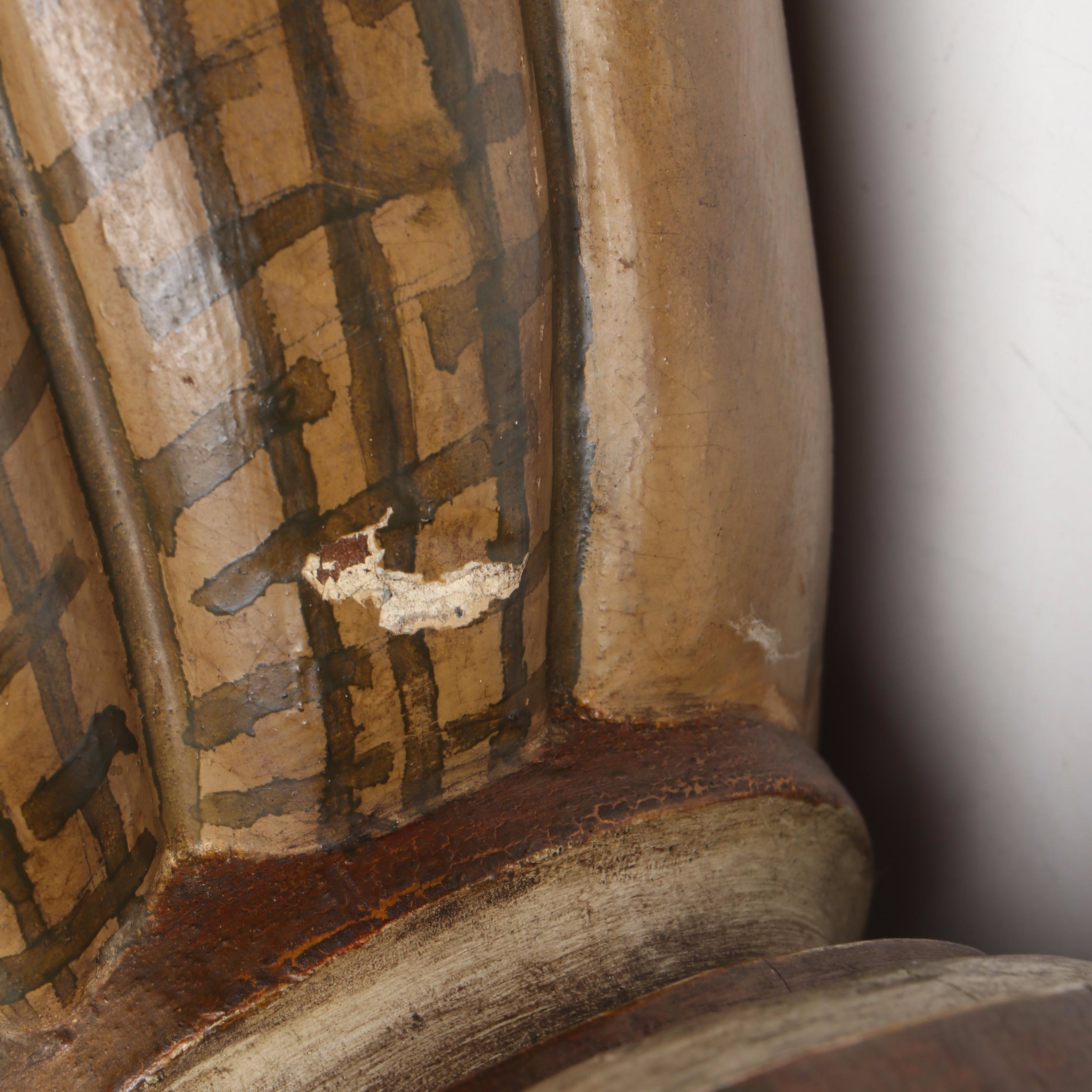 Carved Wood Flower Basket Figure