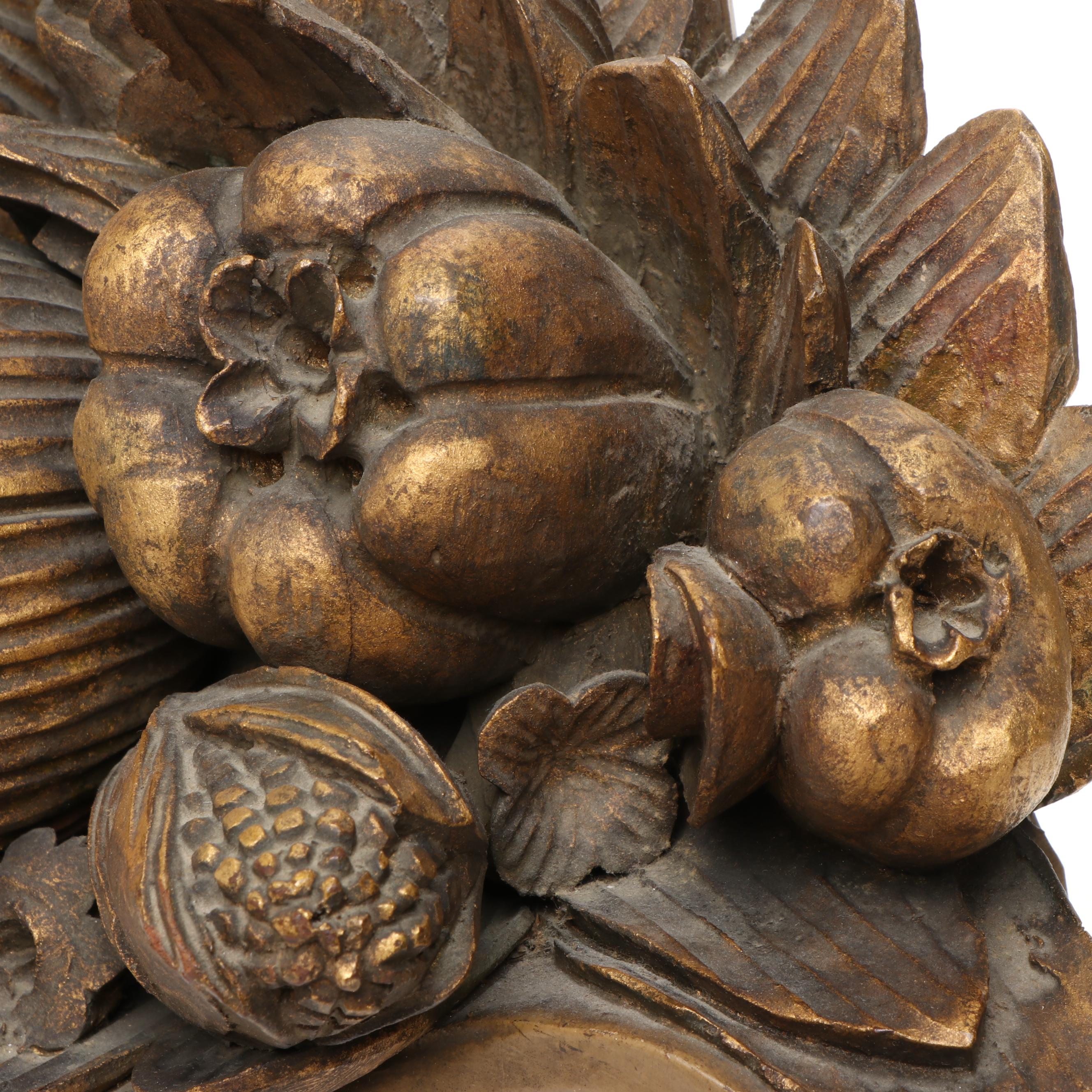 Carved Wood Flower Basket Figure