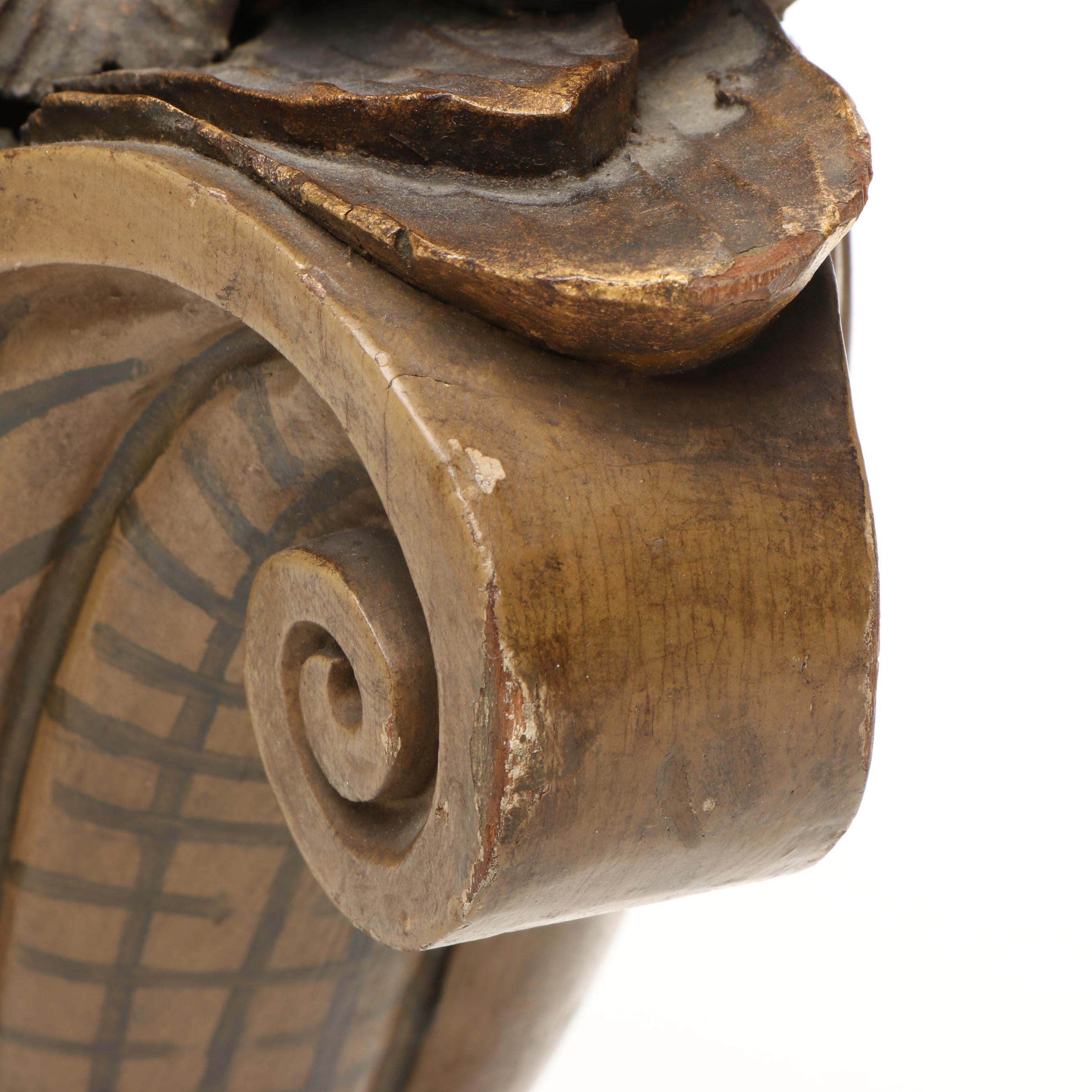 Carved Wood Flower Basket Figure