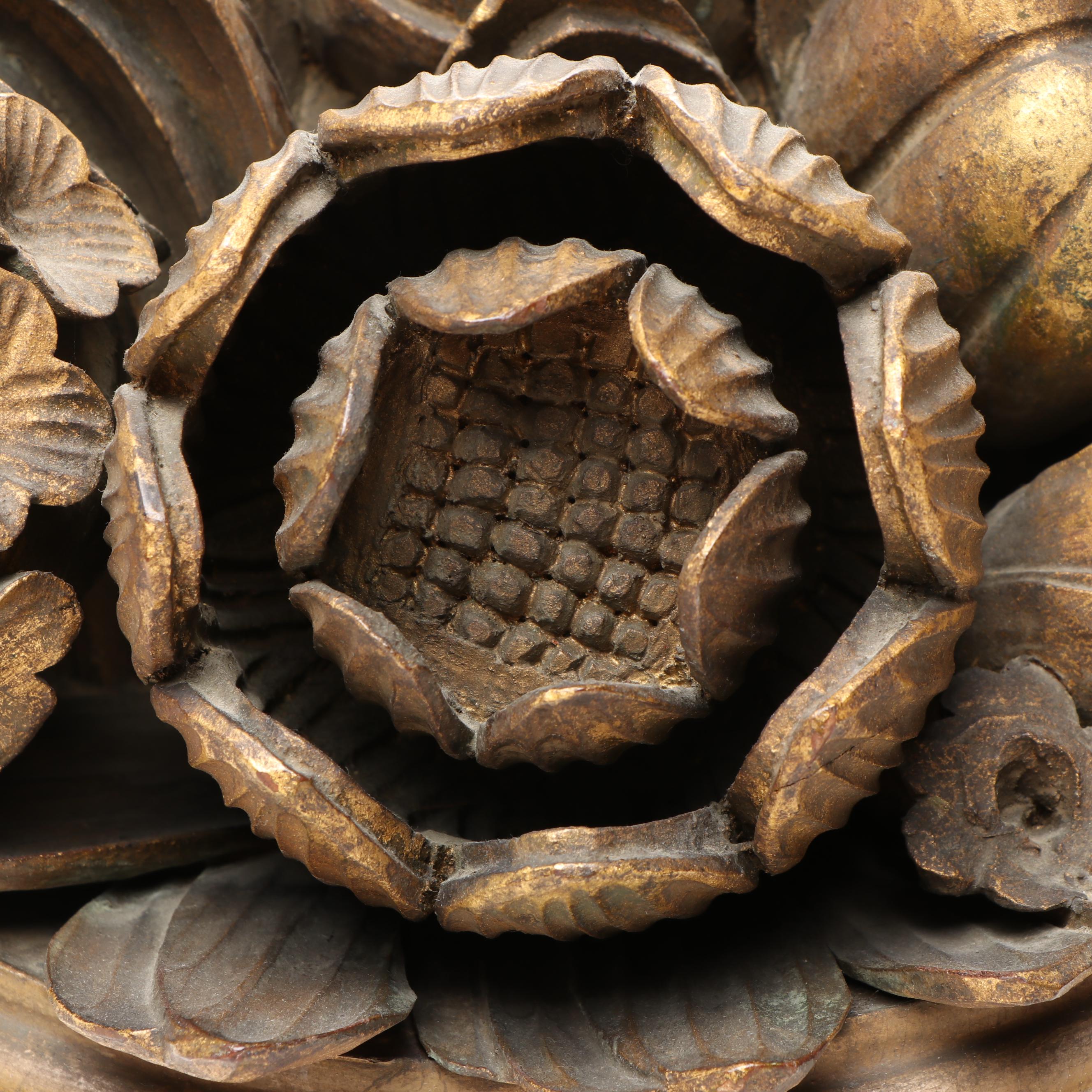 Carved Wood Flower Basket Figure