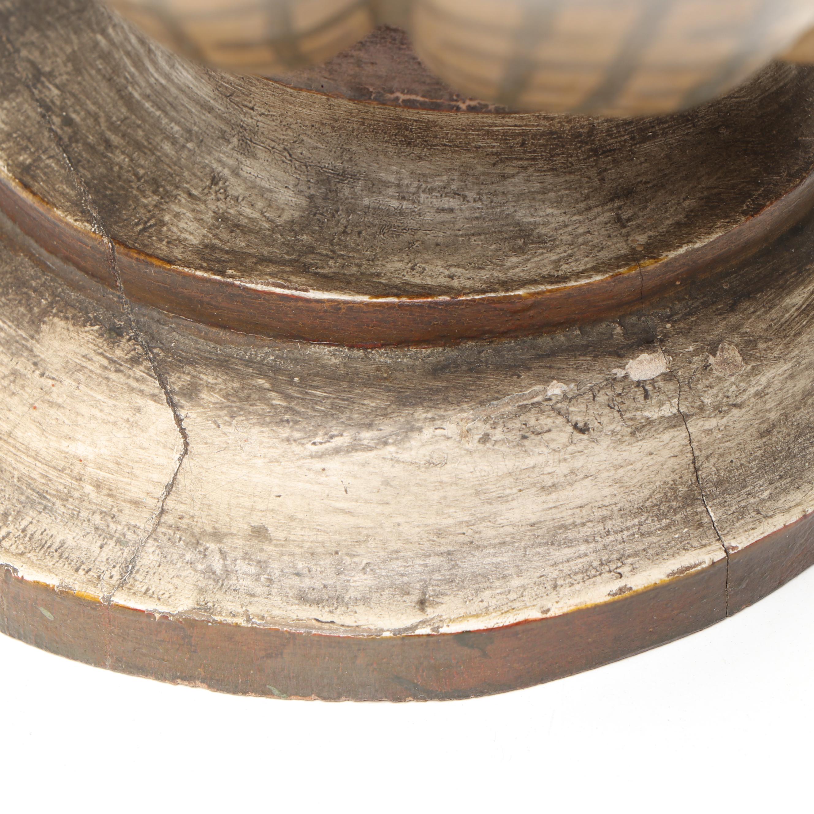 Carved Wood Flower Basket Figure