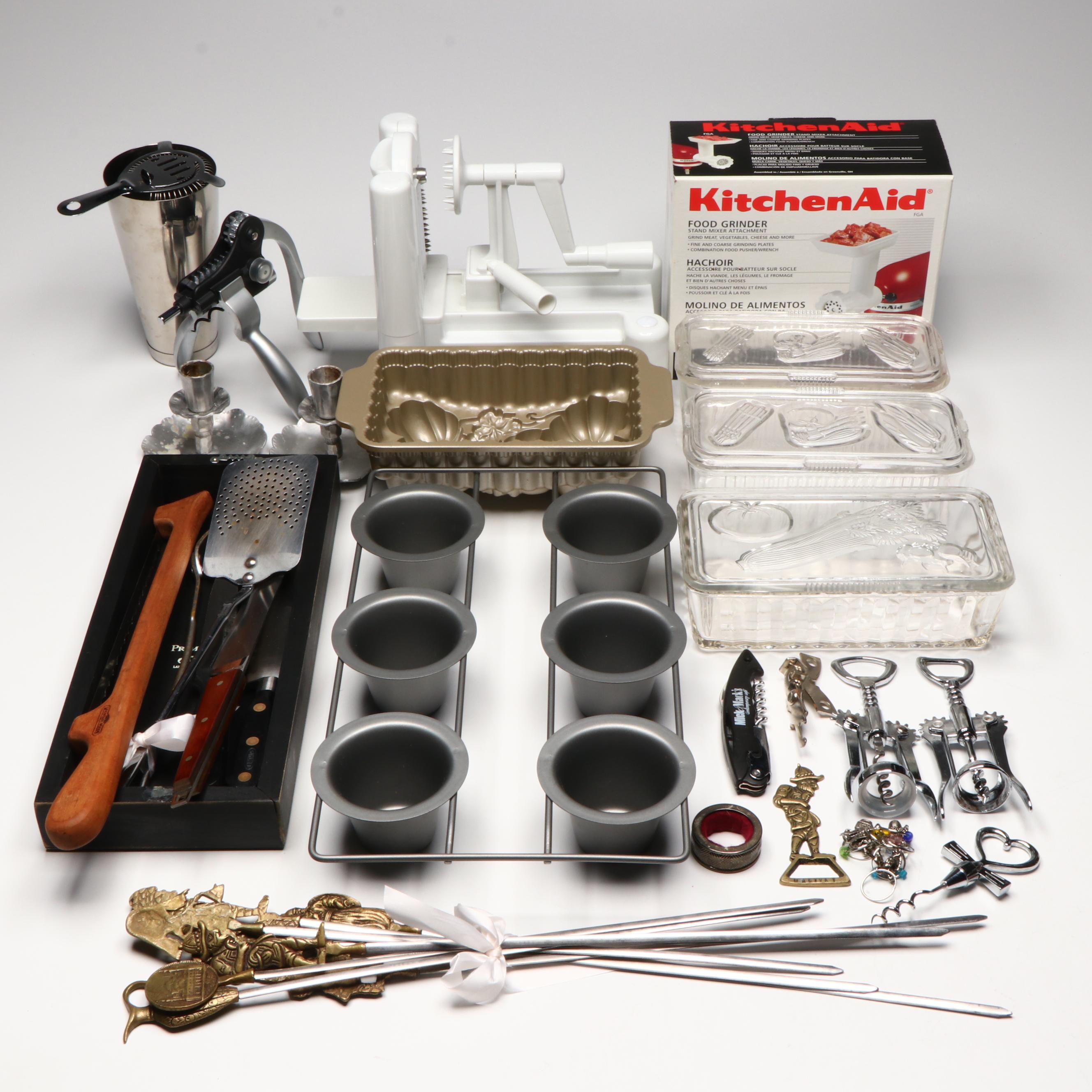 KitchenAid Food Grinder with Glass Containers and Other Kitchenware